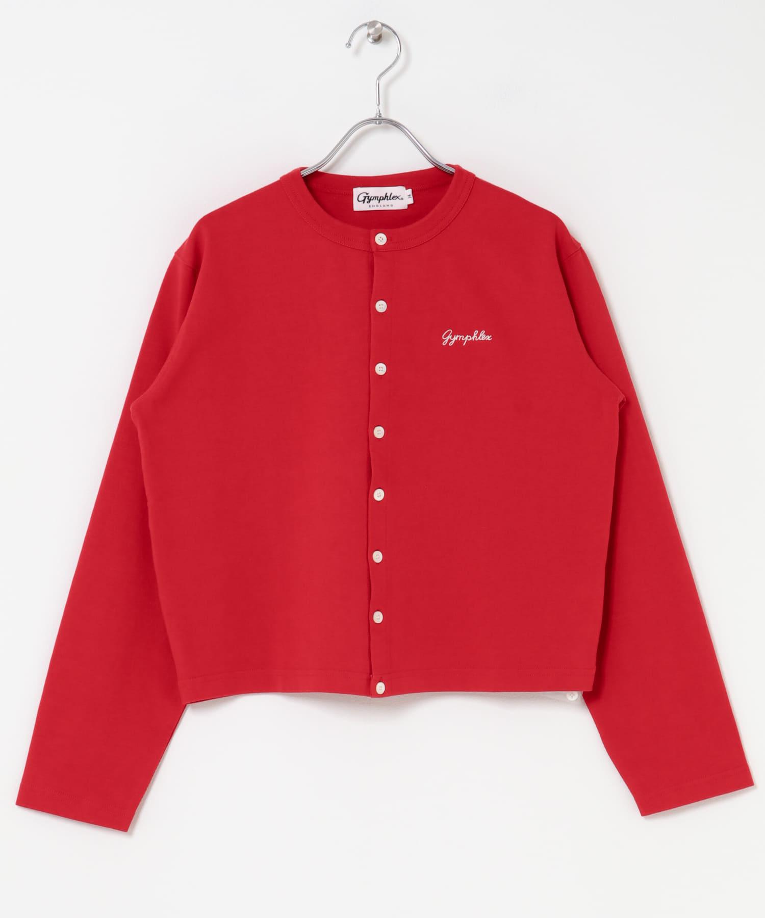 GYMPHLEX　SHORT CREW NECK CARDIGAN RED 14