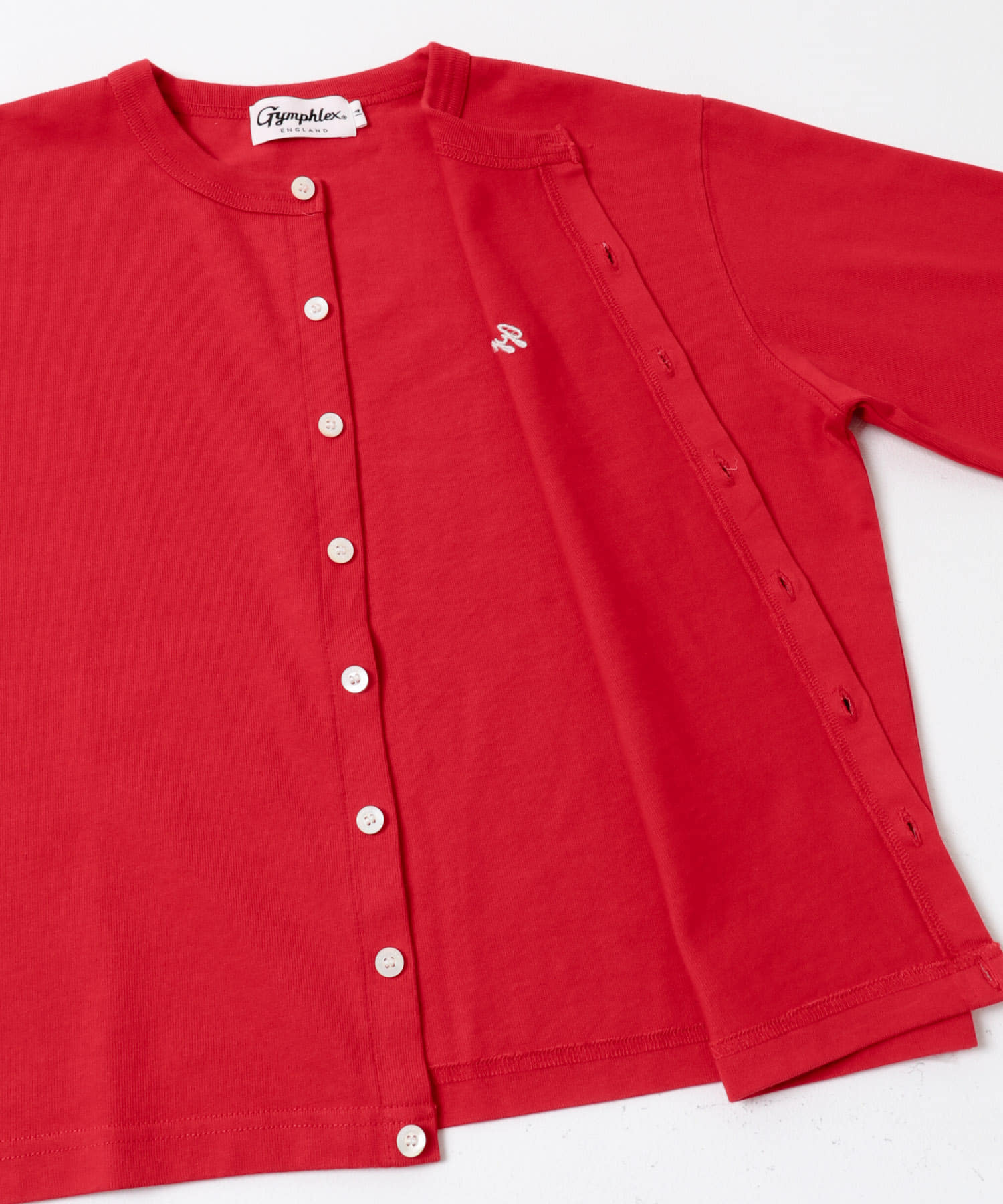 GYMPHLEX　SHORT CREW NECK CARDIGAN RED 14