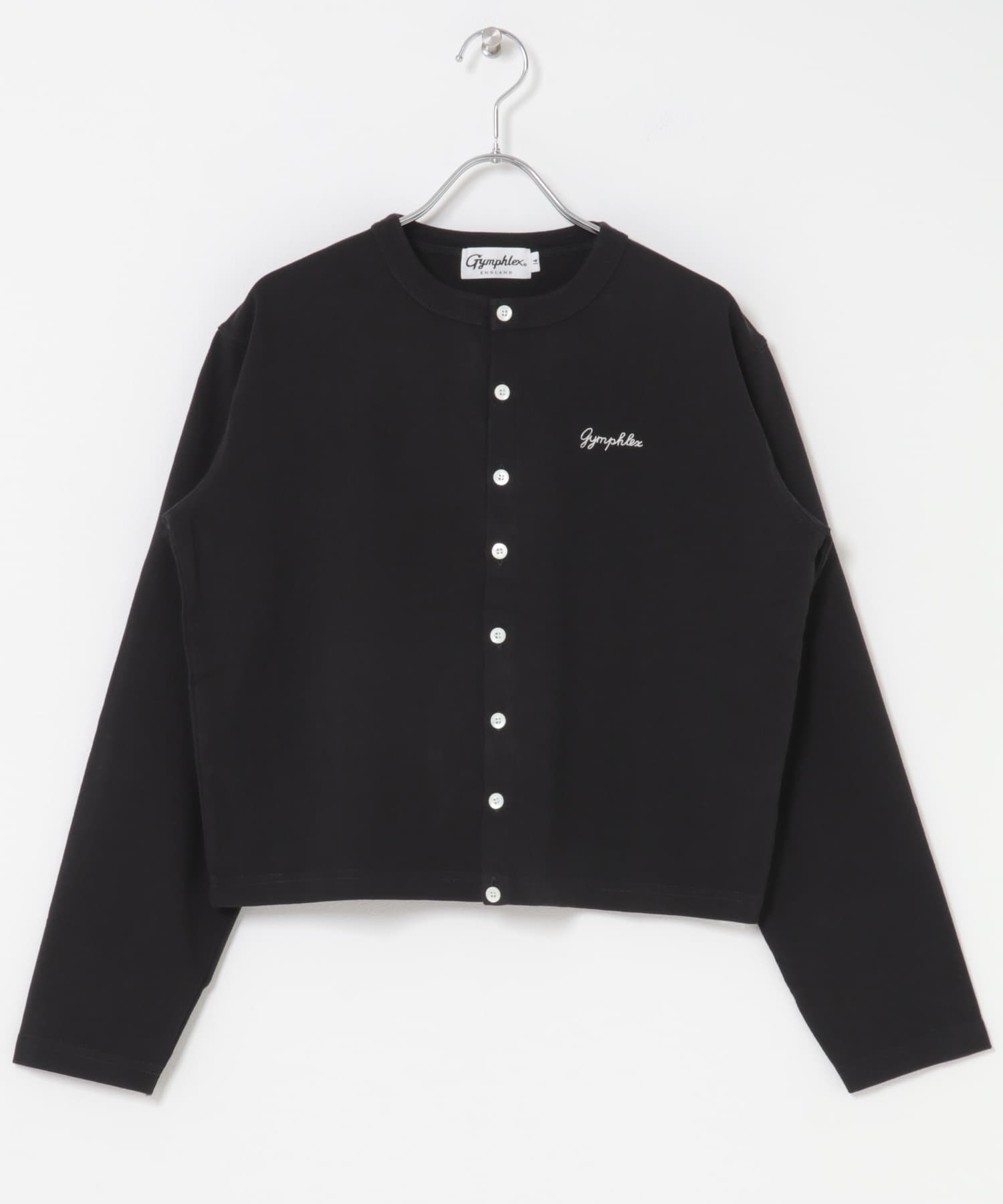 GYMPHLEX　SHORT CREW NECK CARDIGAN BLACK 14
