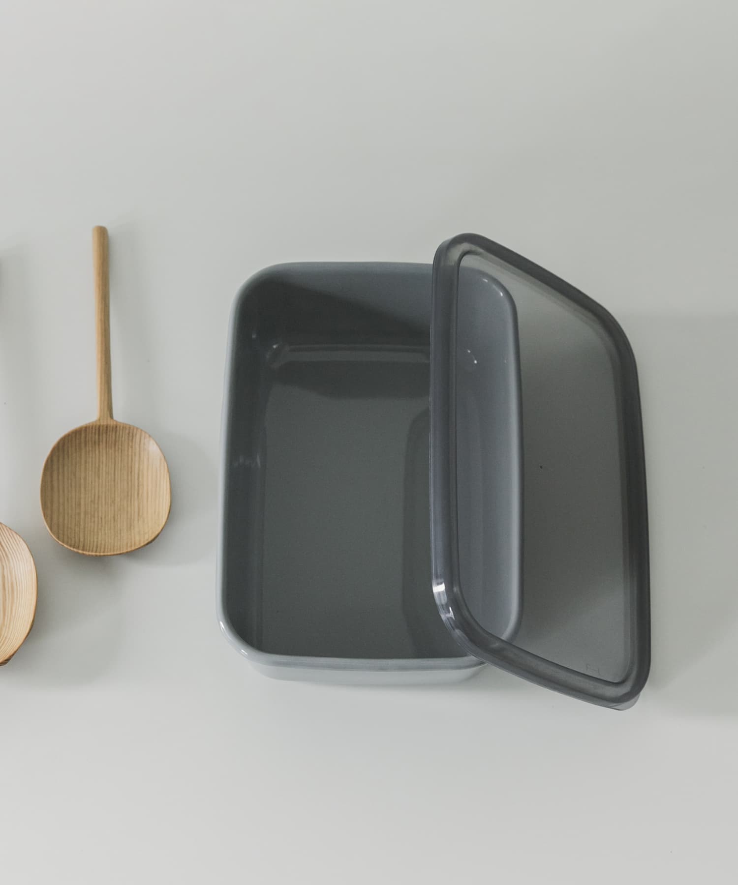 『WEB限定』野田琺瑯　+グレー レクタングル深型L グレー L