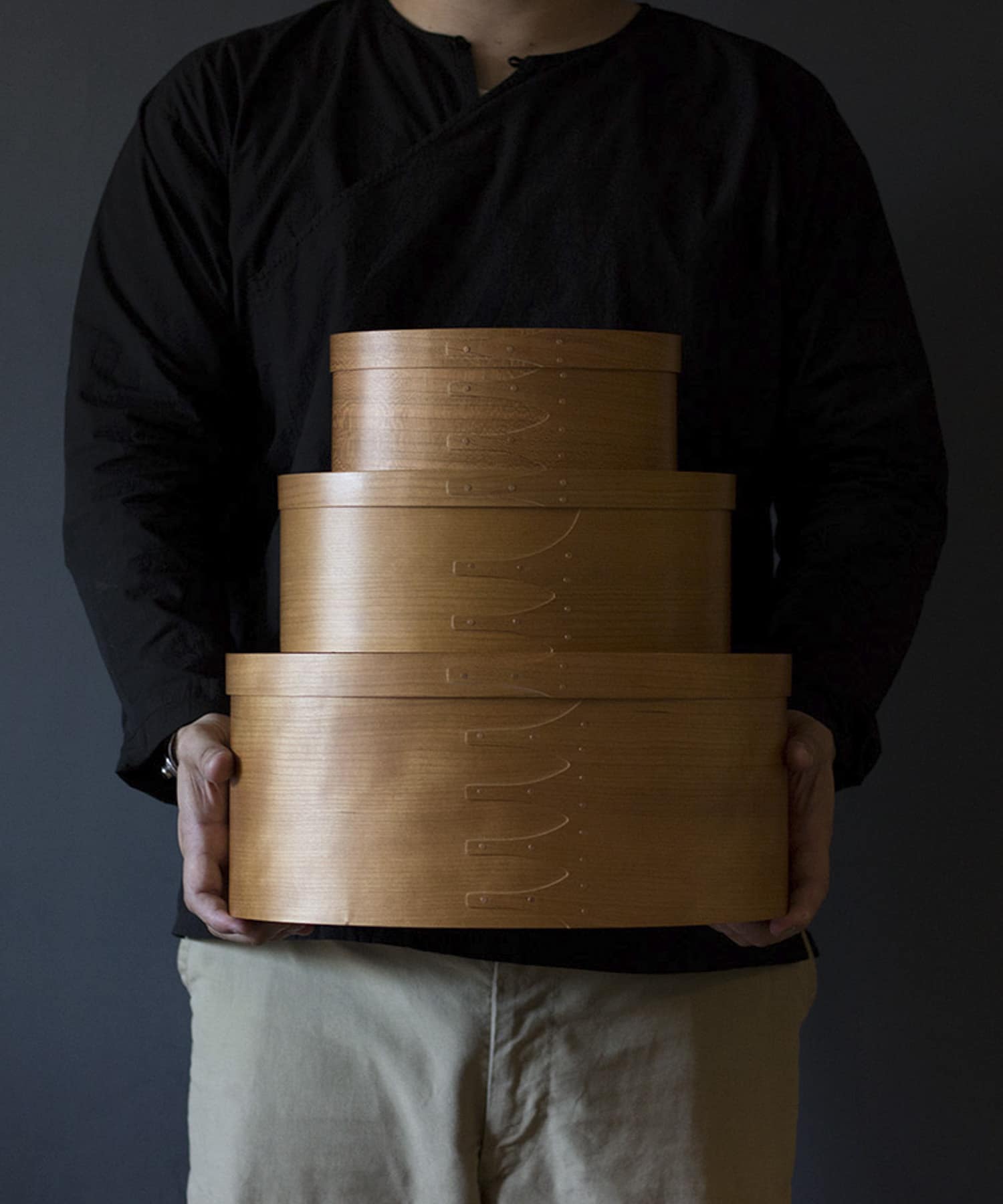 『WEB限定』AXCIS　シェーカーオーバルボックス L ブラウン L