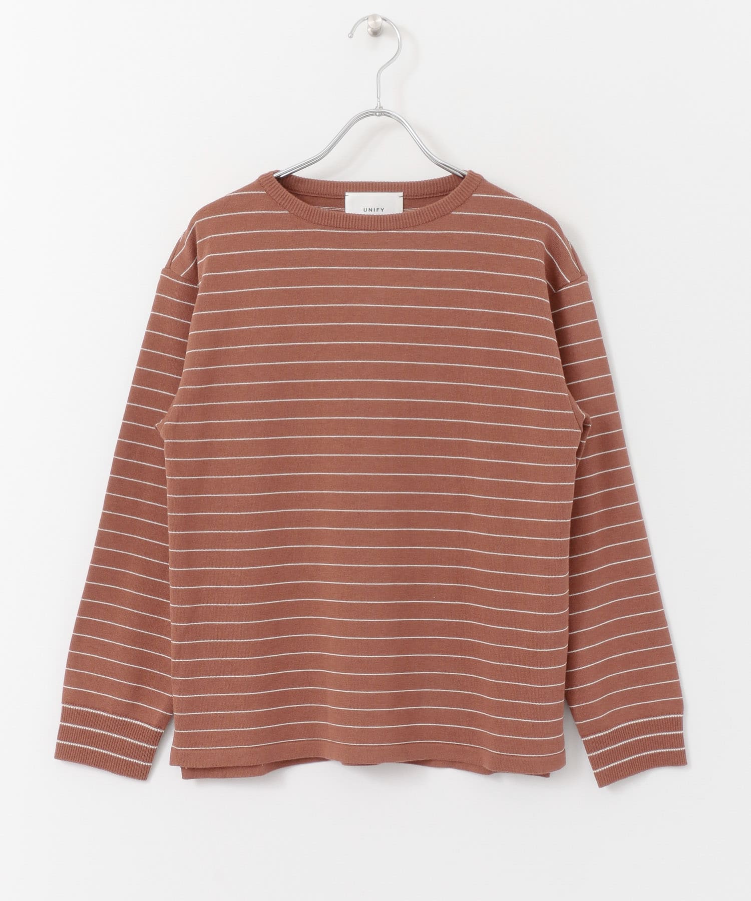 UNIFY　CREW-NECK Border Knit∴ COCOA one