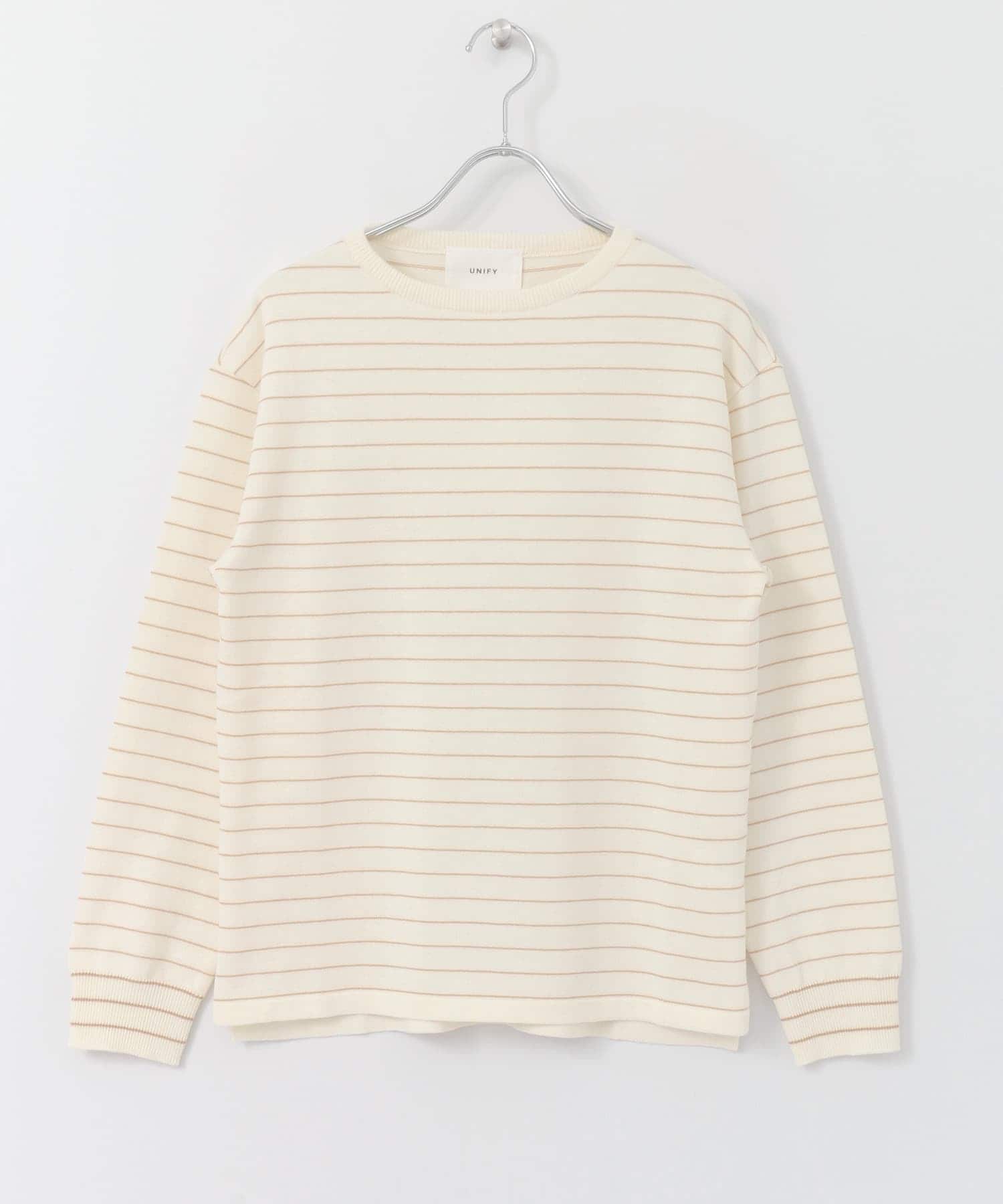 UNIFY　CREW-NECK Border Knit∴ OFF WHITE one