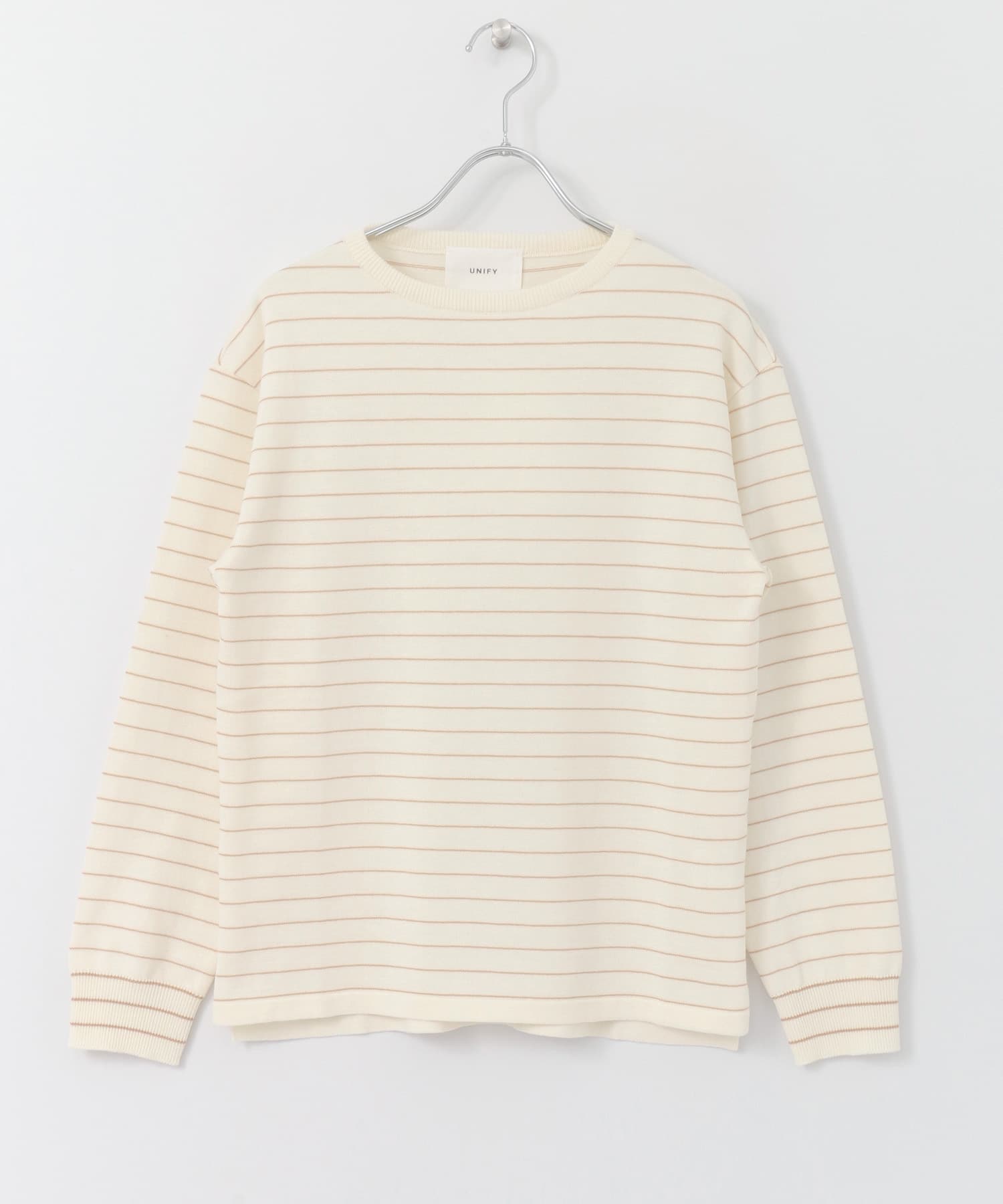 UNIFY　CREW-NECK Border Knit∴ OFF WHITE one