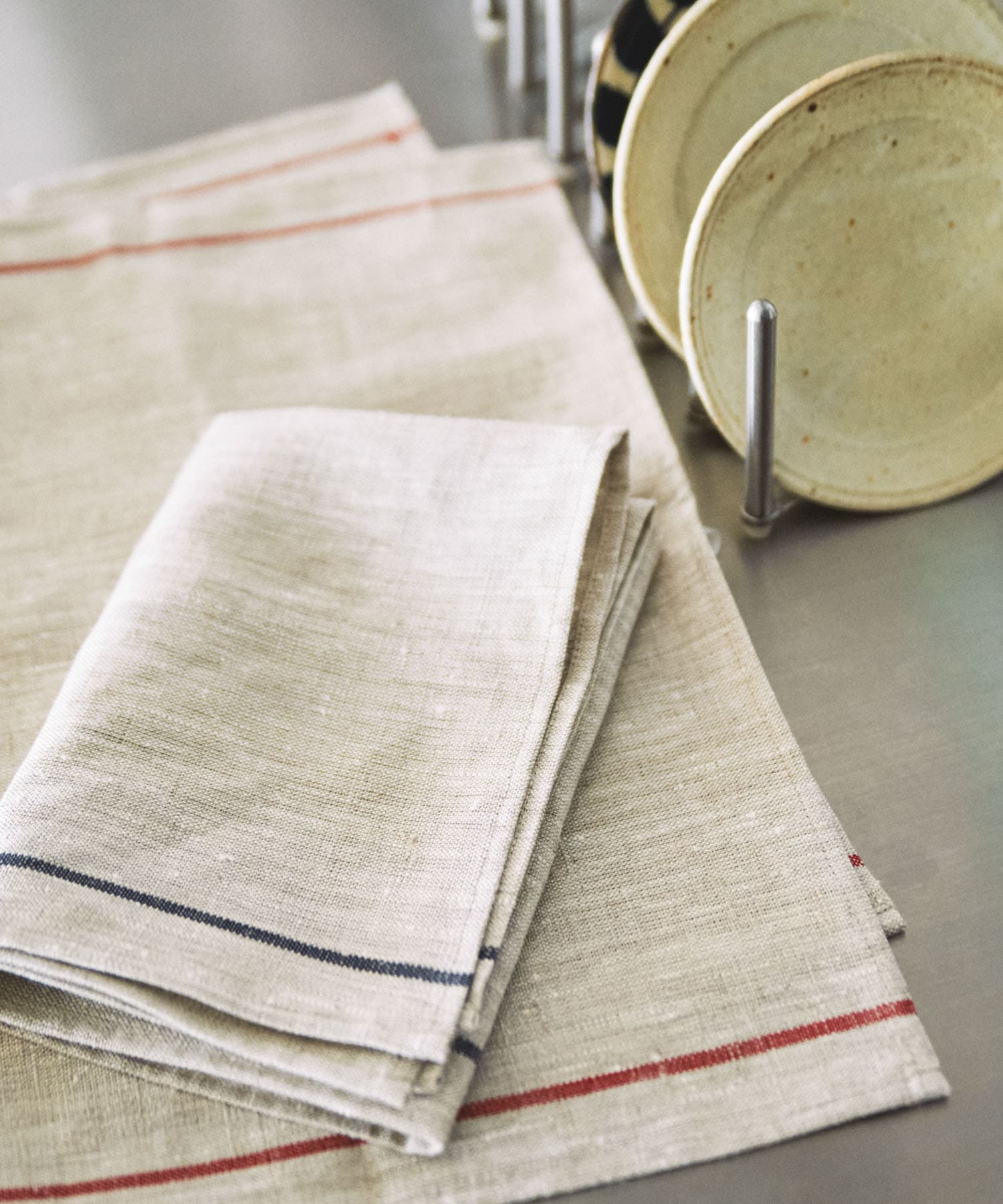 fog linen work　リネンラインキッチンクロス 厚地 ネイビー ネイビー -