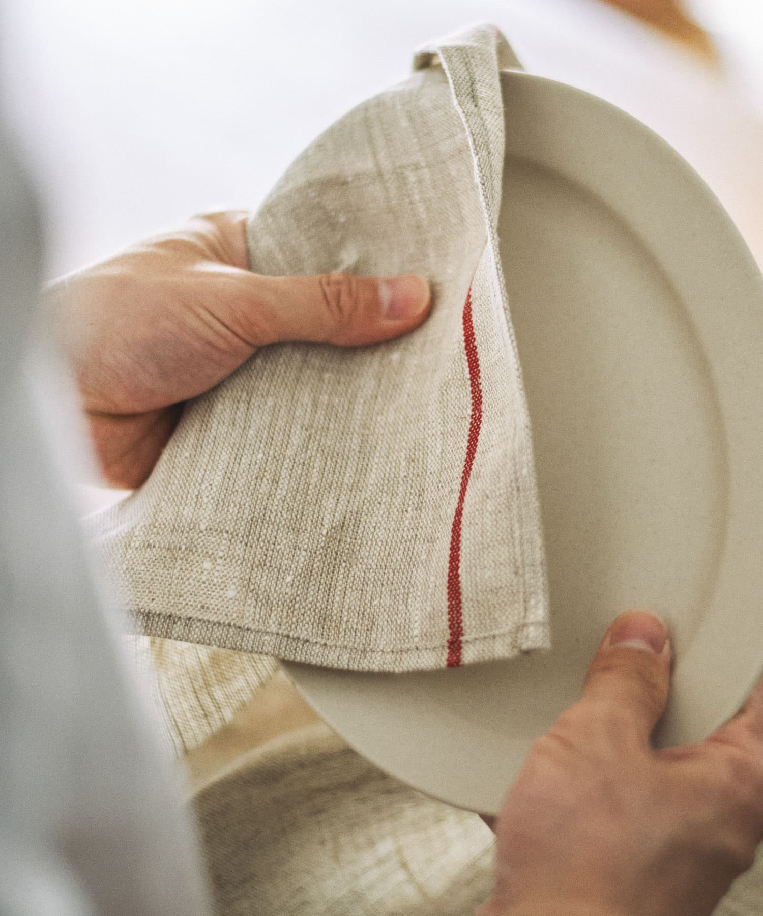 fog linen work　リネンラインキッチンクロス 厚地 レッド レッド -