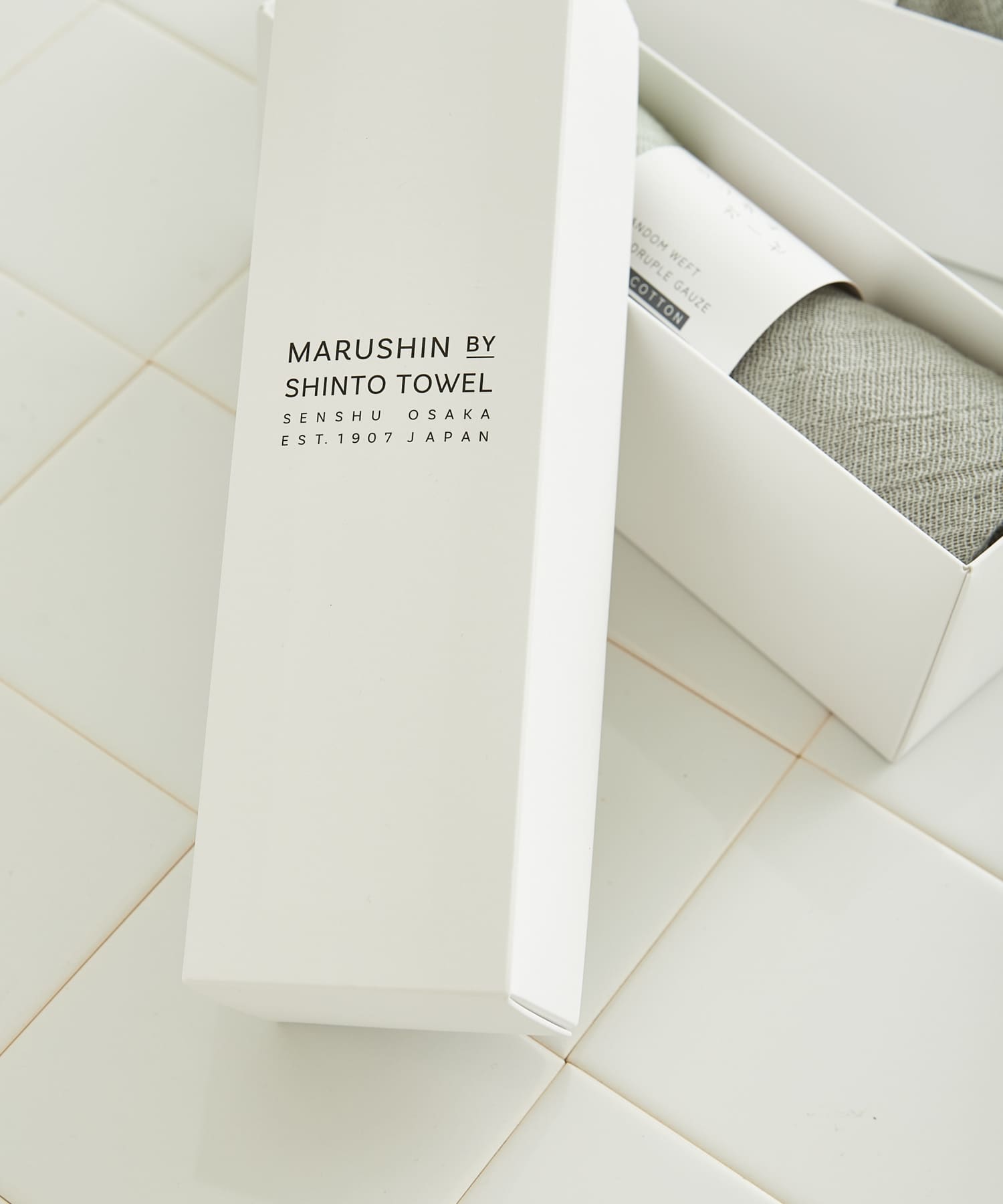 『WEB限定』MARUSHIN by SHINTO TOWEL　ランダムガーゼ ハンドタオル 2枚セット SA×GY -