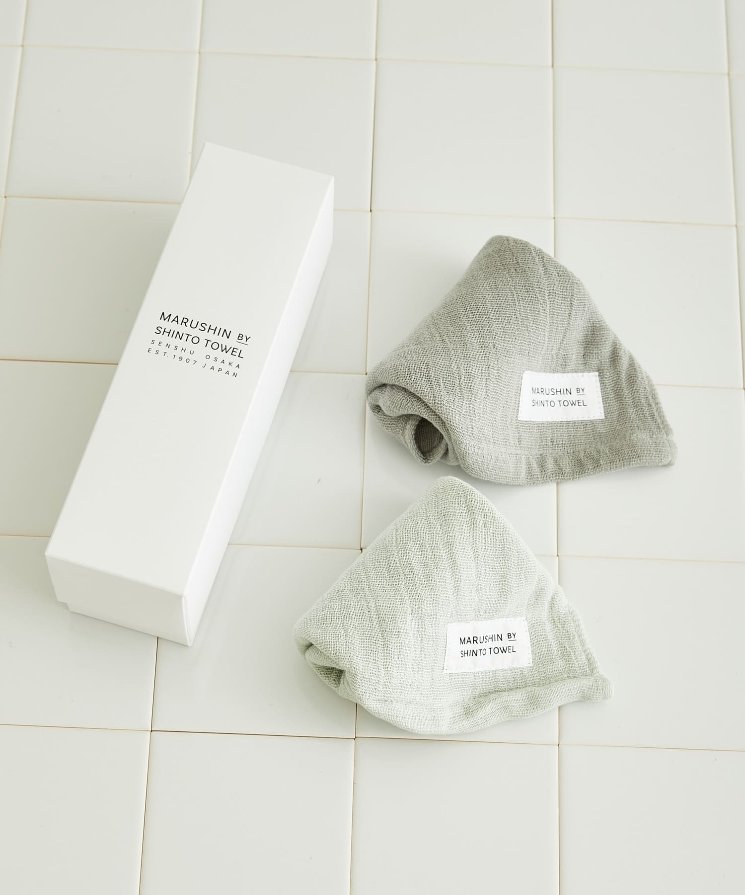 『WEB限定』MARUSHIN by SHINTO TOWEL　ランダムガーゼ ハンドタオル 2枚セット SA×GY -