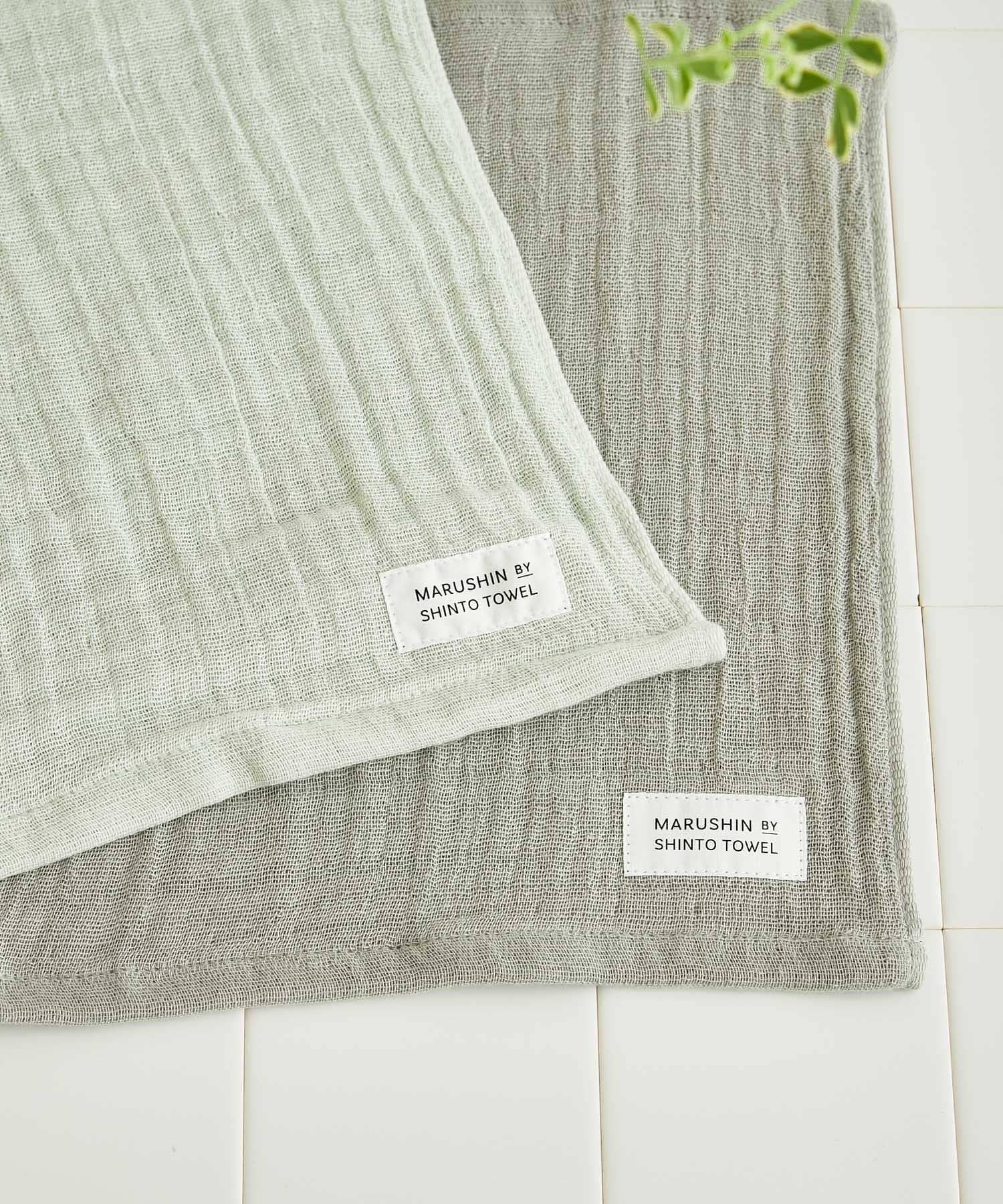 『WEB限定』MARUSHIN by SHINTO TOWEL　ランダムガーゼ ハンドタオル 2枚セット SA×GY -