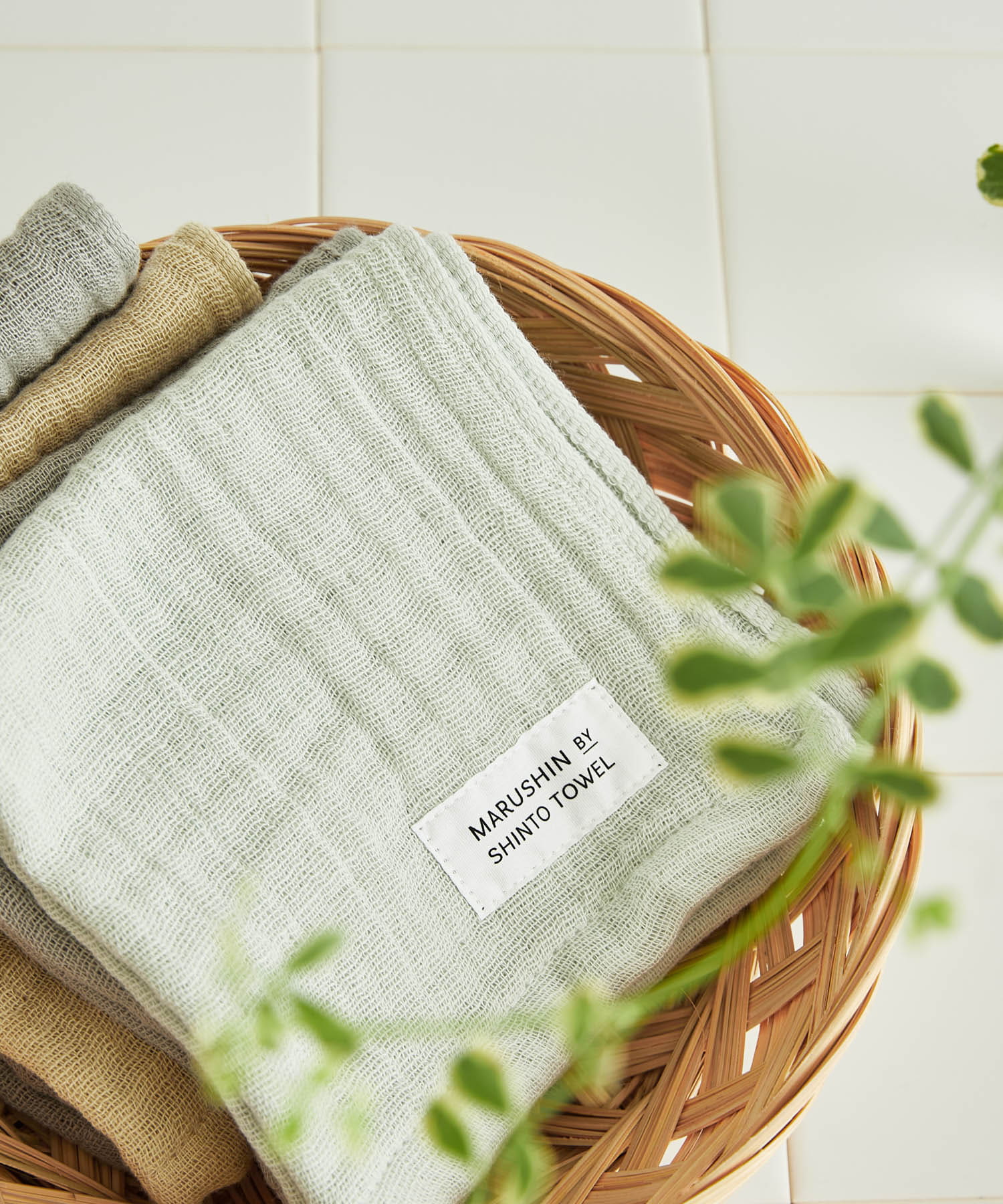 『WEB限定』MARUSHIN by SHINTO TOWEL　ランダムガーゼ ハンドタオル 2枚セット SA×GY -