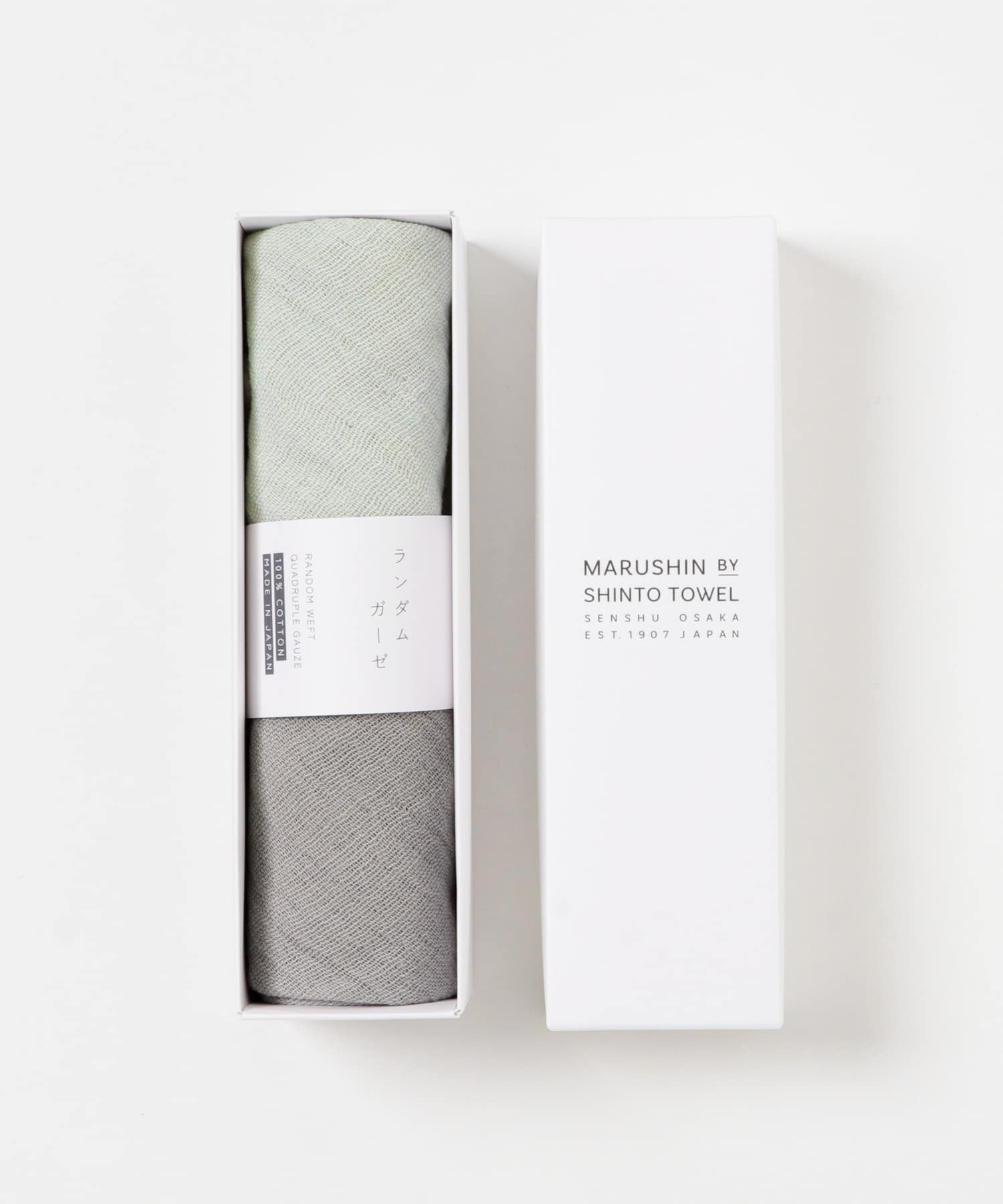 『WEB限定』MARUSHIN by SHINTO TOWEL　ランダムガーゼ ハンドタオル 2枚セット SA×GY -