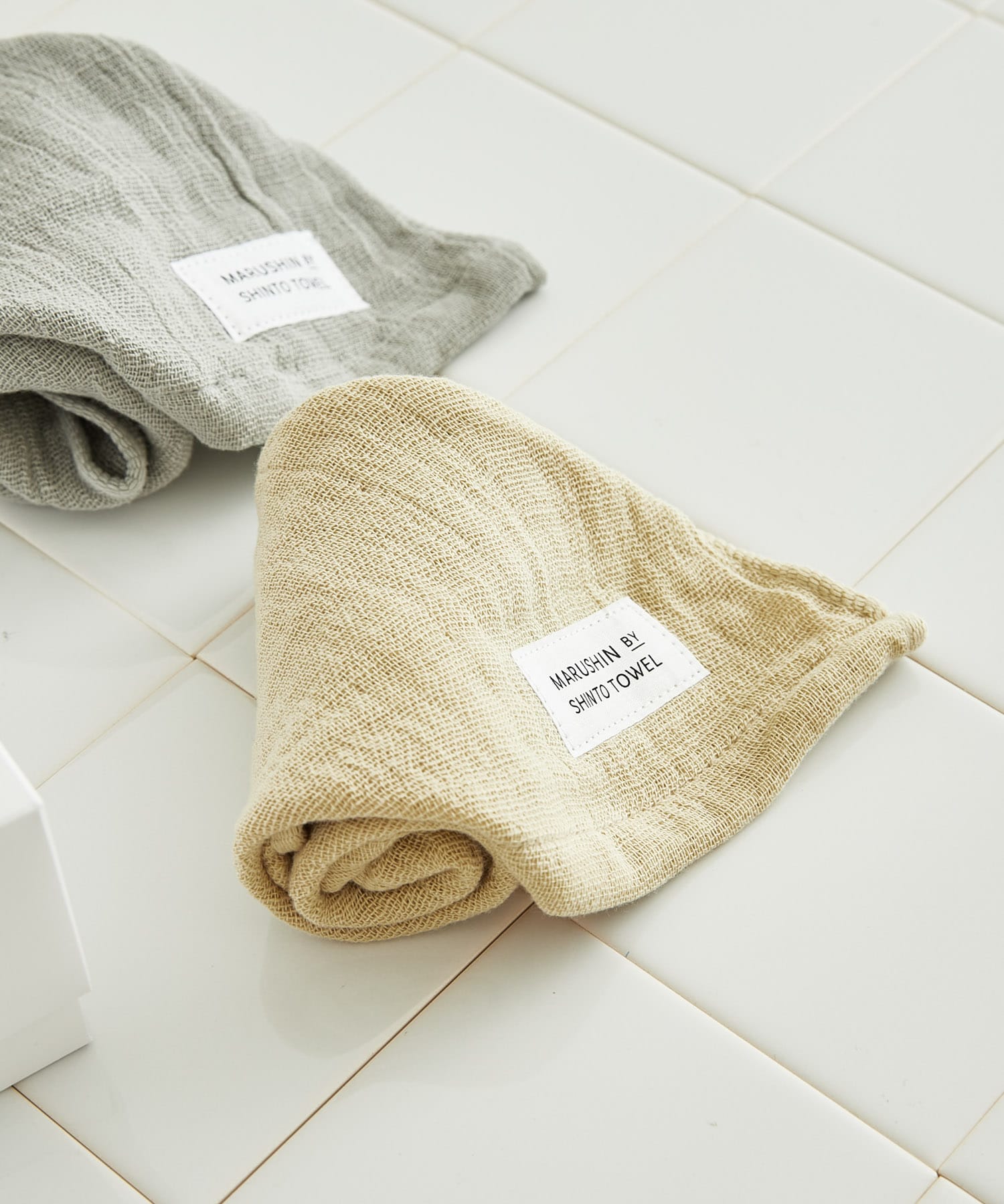 『WEB限定』MARUSHIN by SHINTO TOWEL　ランダムガーゼ ハンドタオル 2枚セット BE×GY -
