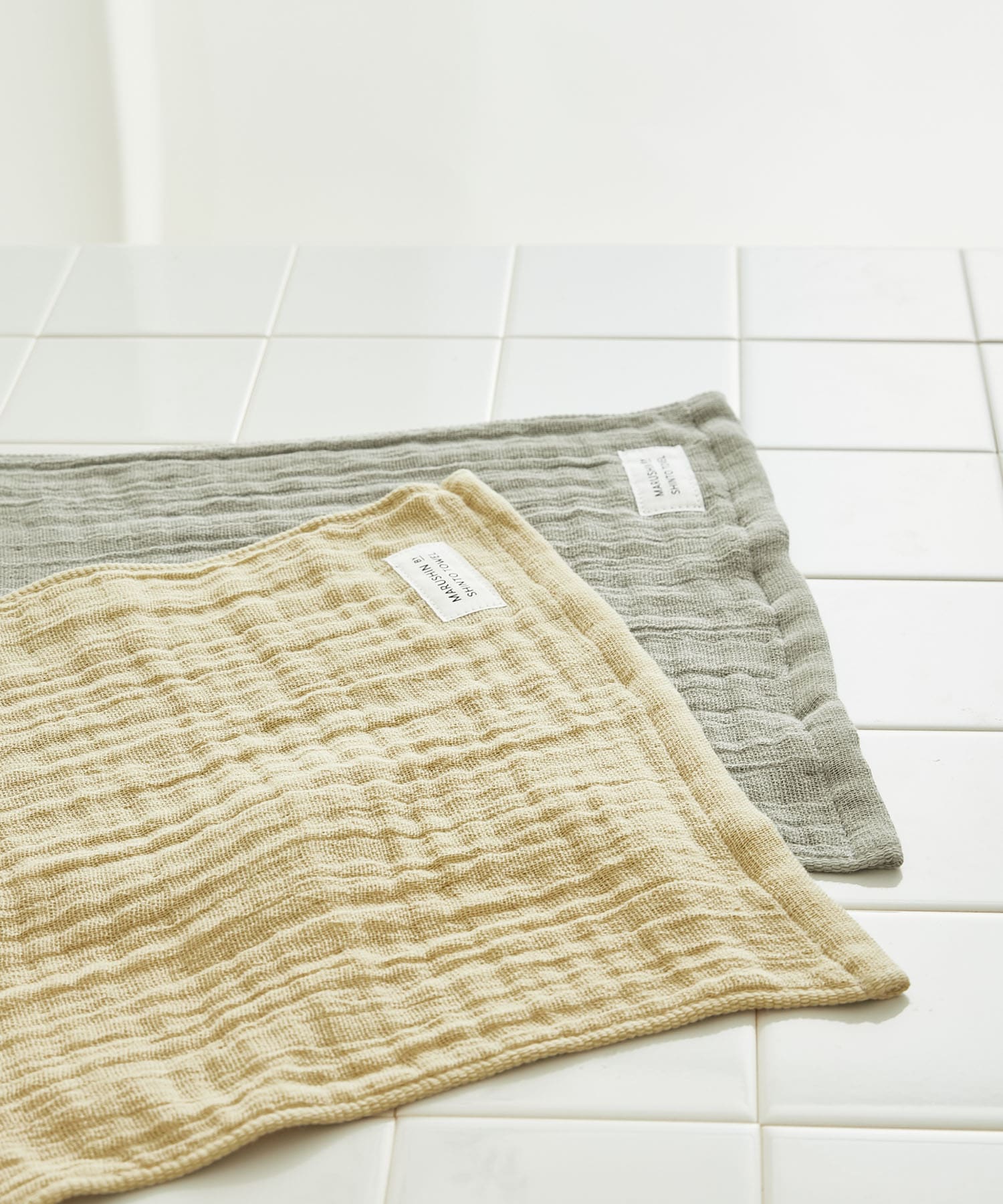 『WEB限定』MARUSHIN by SHINTO TOWEL　ランダムガーゼ ハンドタオル 2枚セット BE×GY -