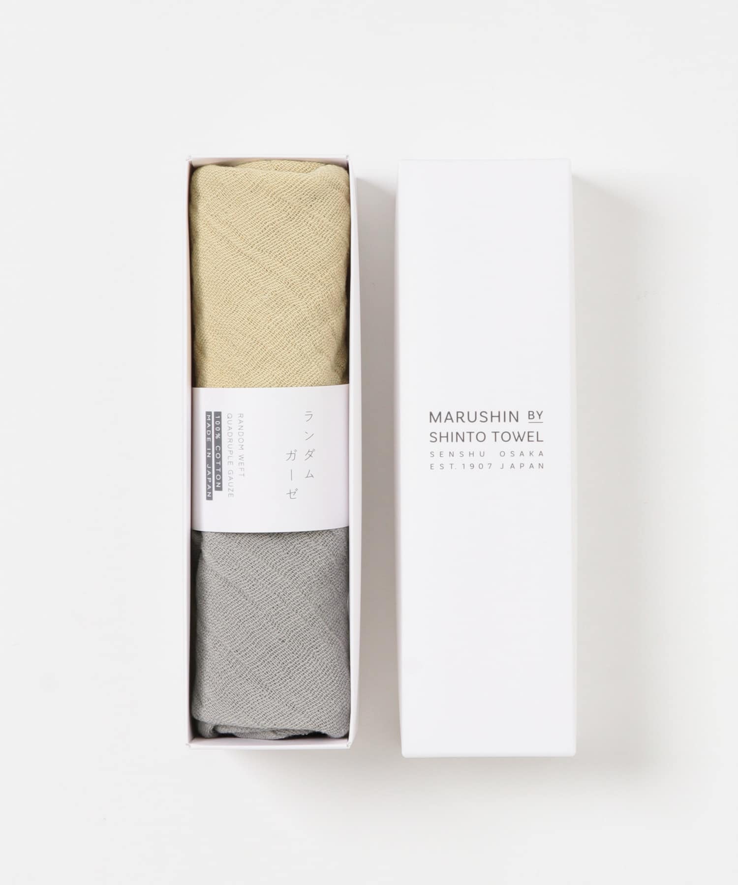 『WEB限定』MARUSHIN by SHINTO TOWEL　ランダムガーゼ ハンドタオル 2枚セット BE×GY -