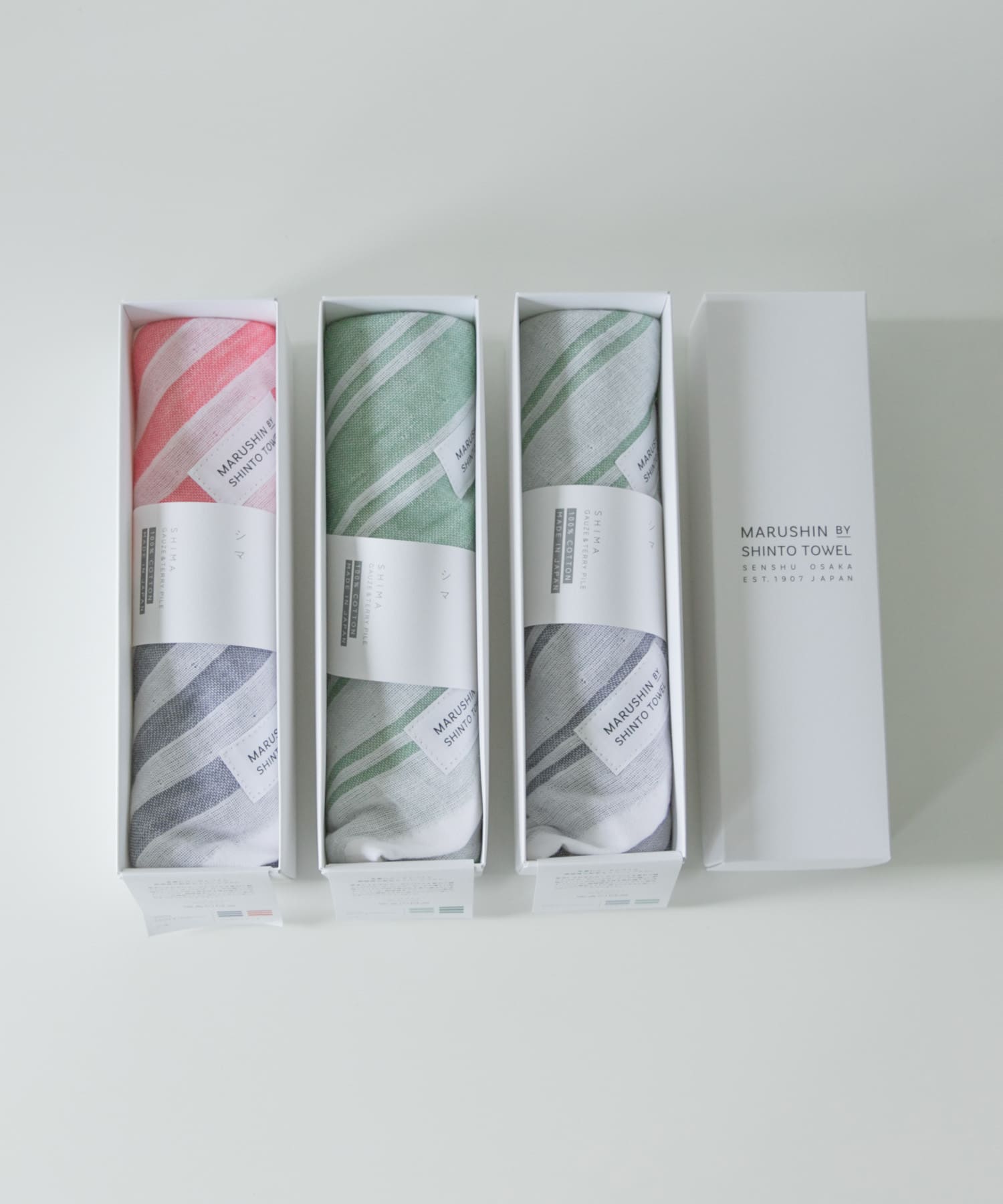 『WEB限定』MARUSHIN by SHINTO TOWEL　シマ ハンドタオル 2枚セット AS×AR -