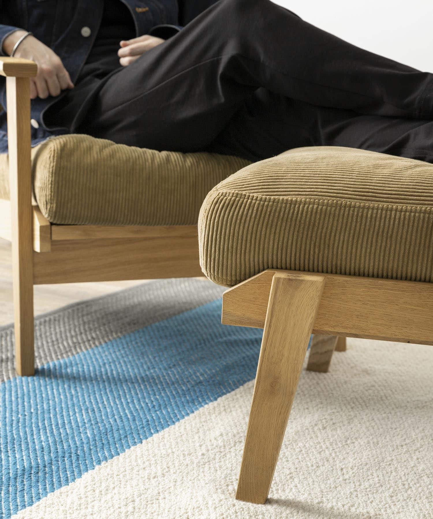 BOTHY Corduroy Ottoman オーク無垢材 Khaki one