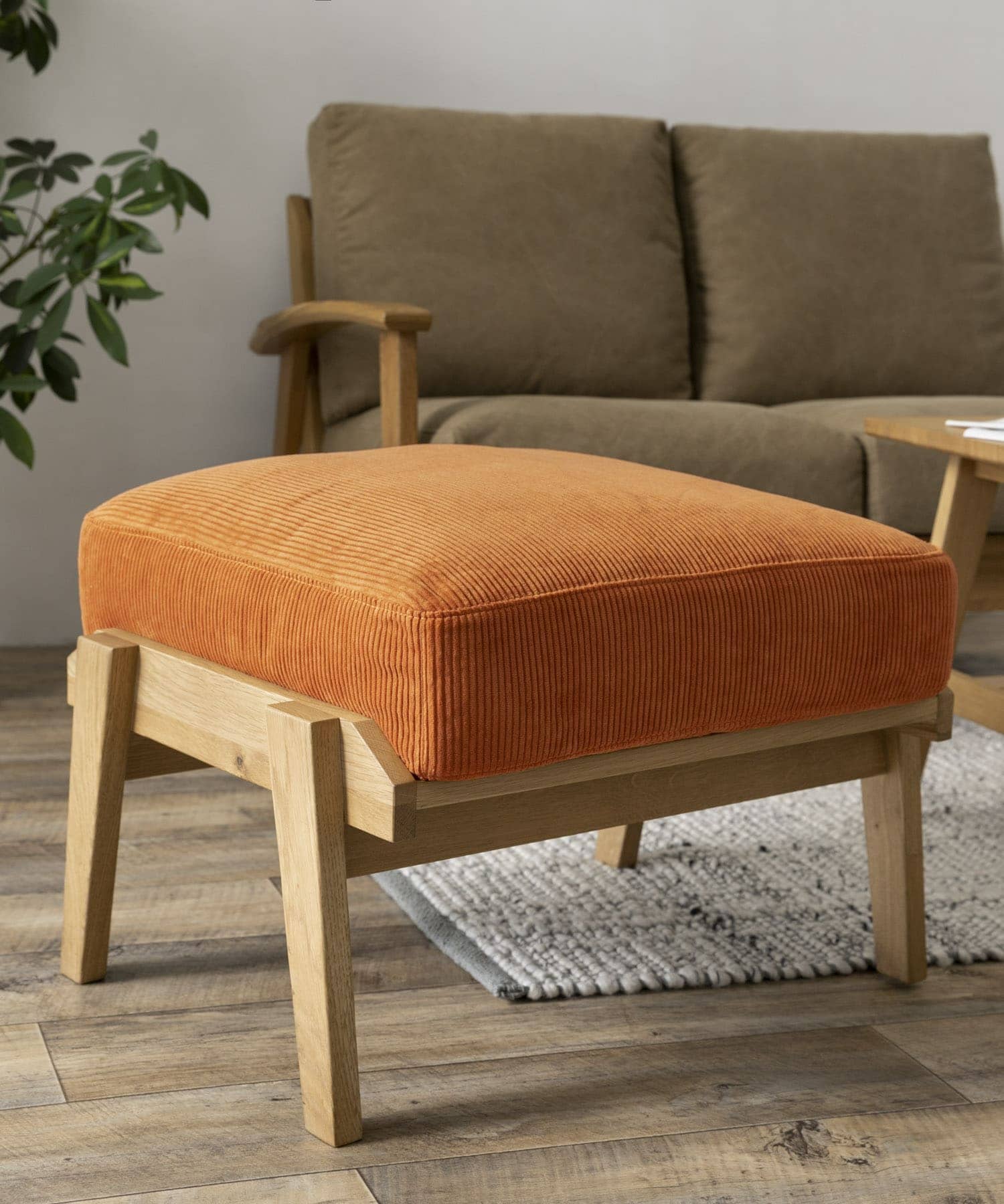 BOTHY Corduroy Ottoman オーク無垢材 Brick one