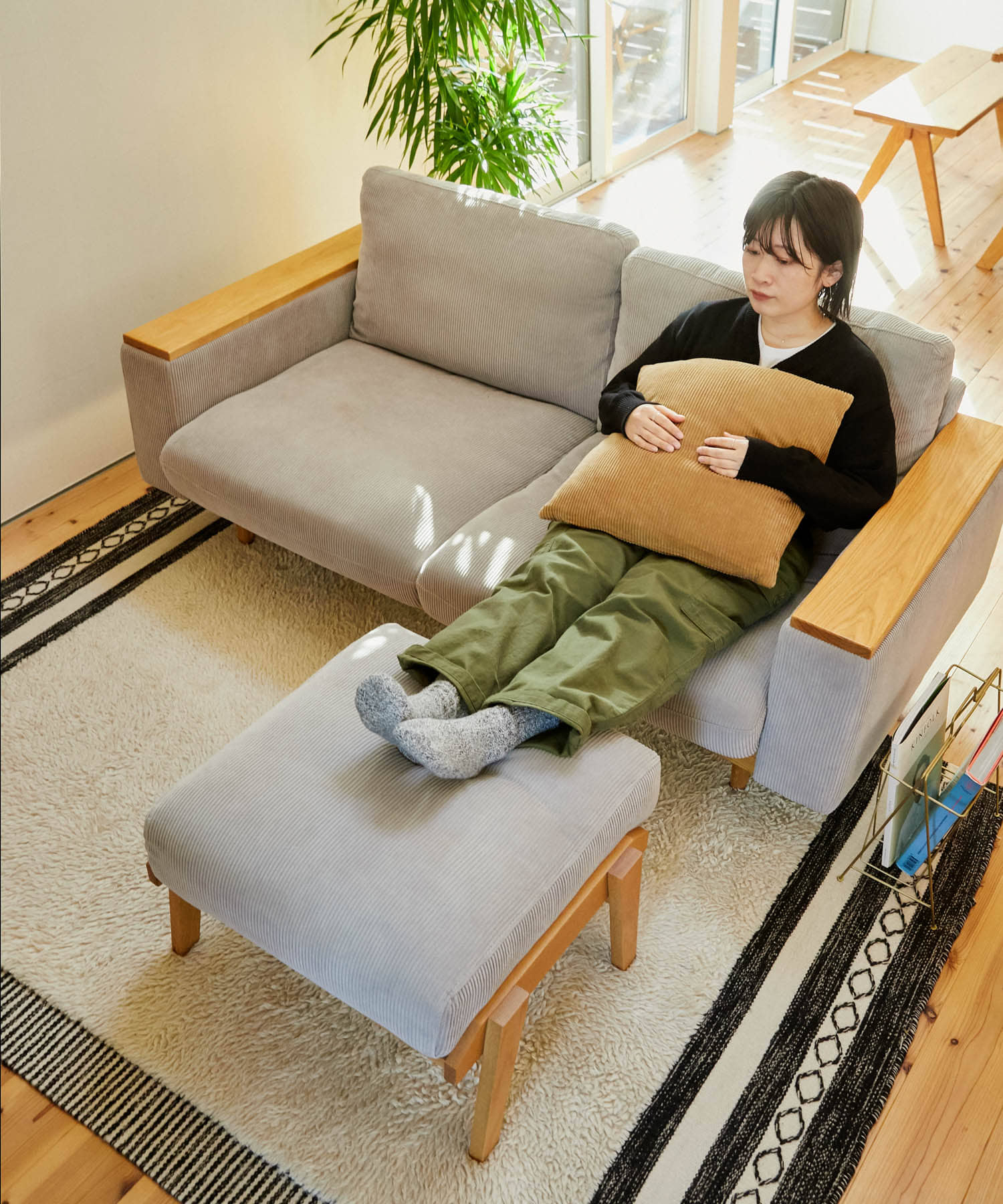 BOTHY Frame Sofa Ottoman(Corduroy) Gray one