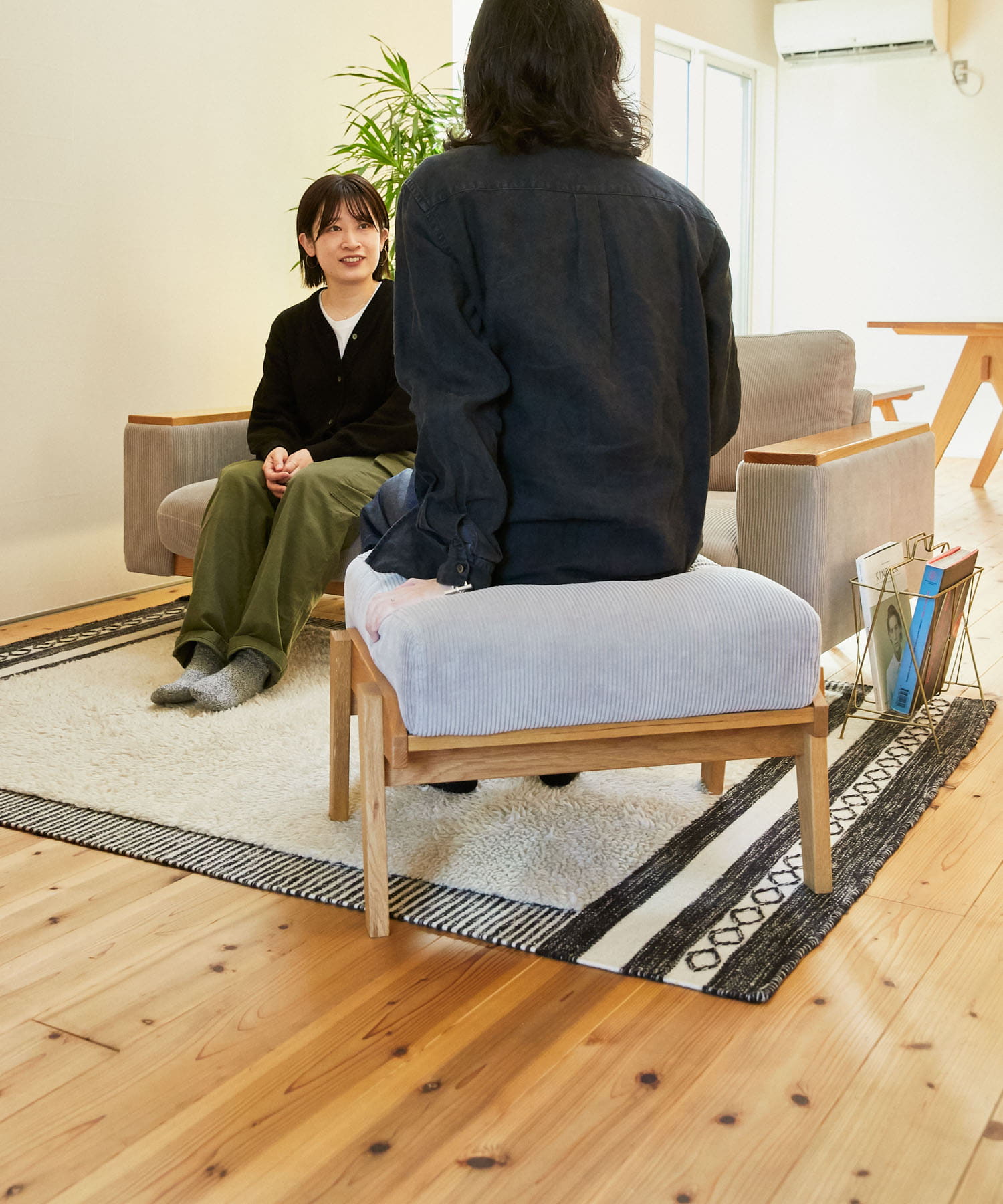 BOTHY Corduroy Ottoman オーク無垢材 Gray one