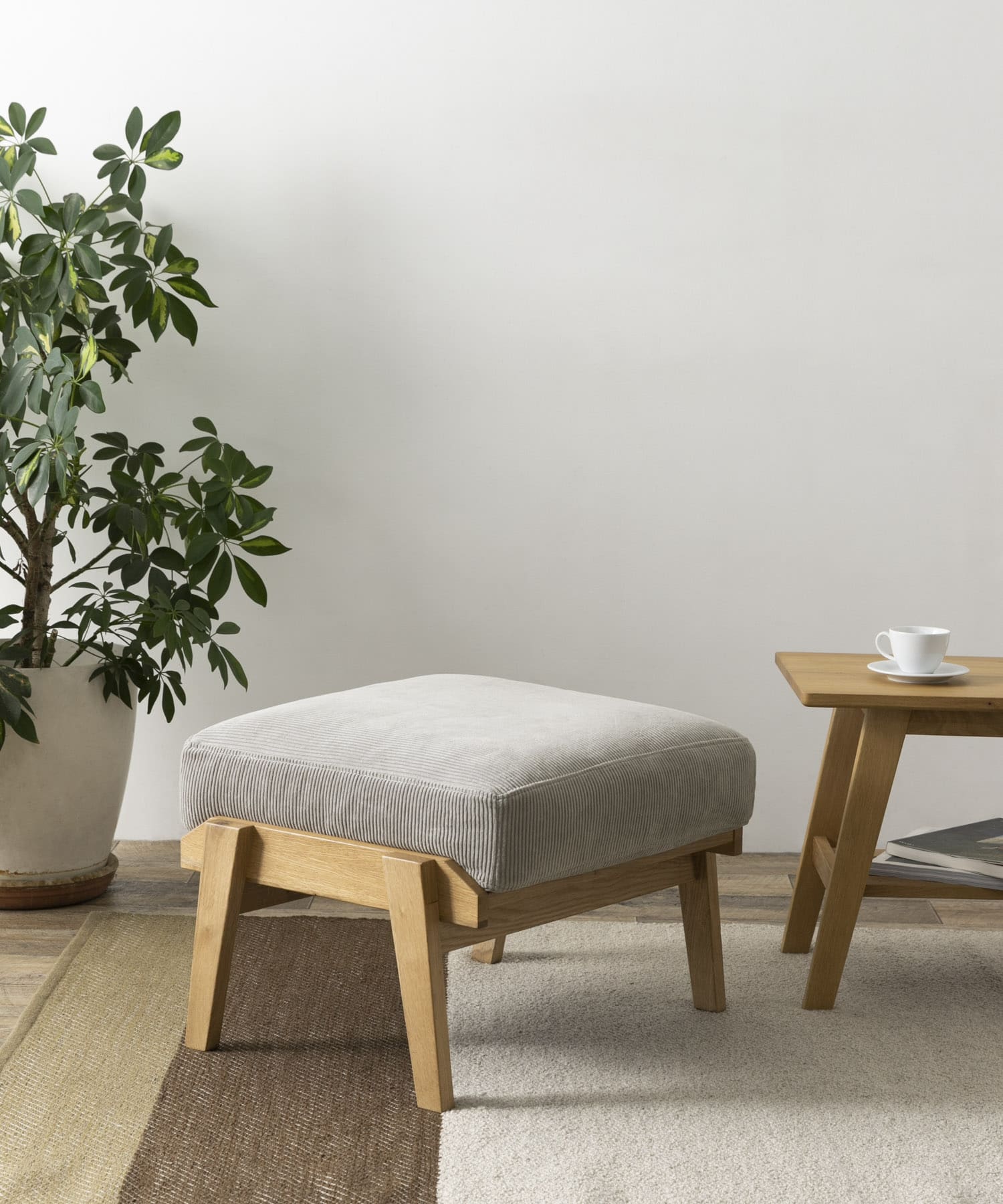 BOTHY Corduroy Ottoman オーク無垢材 Gray one