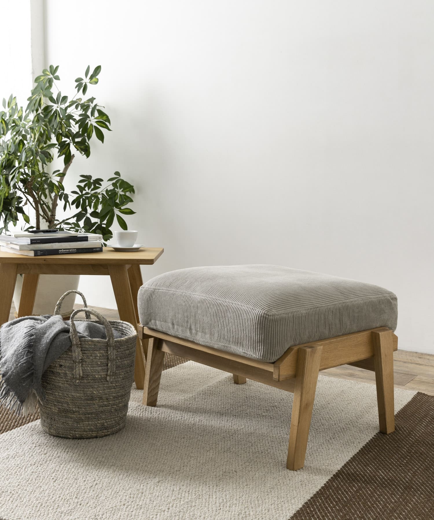 BOTHY Corduroy Ottoman オーク無垢材 Gray one