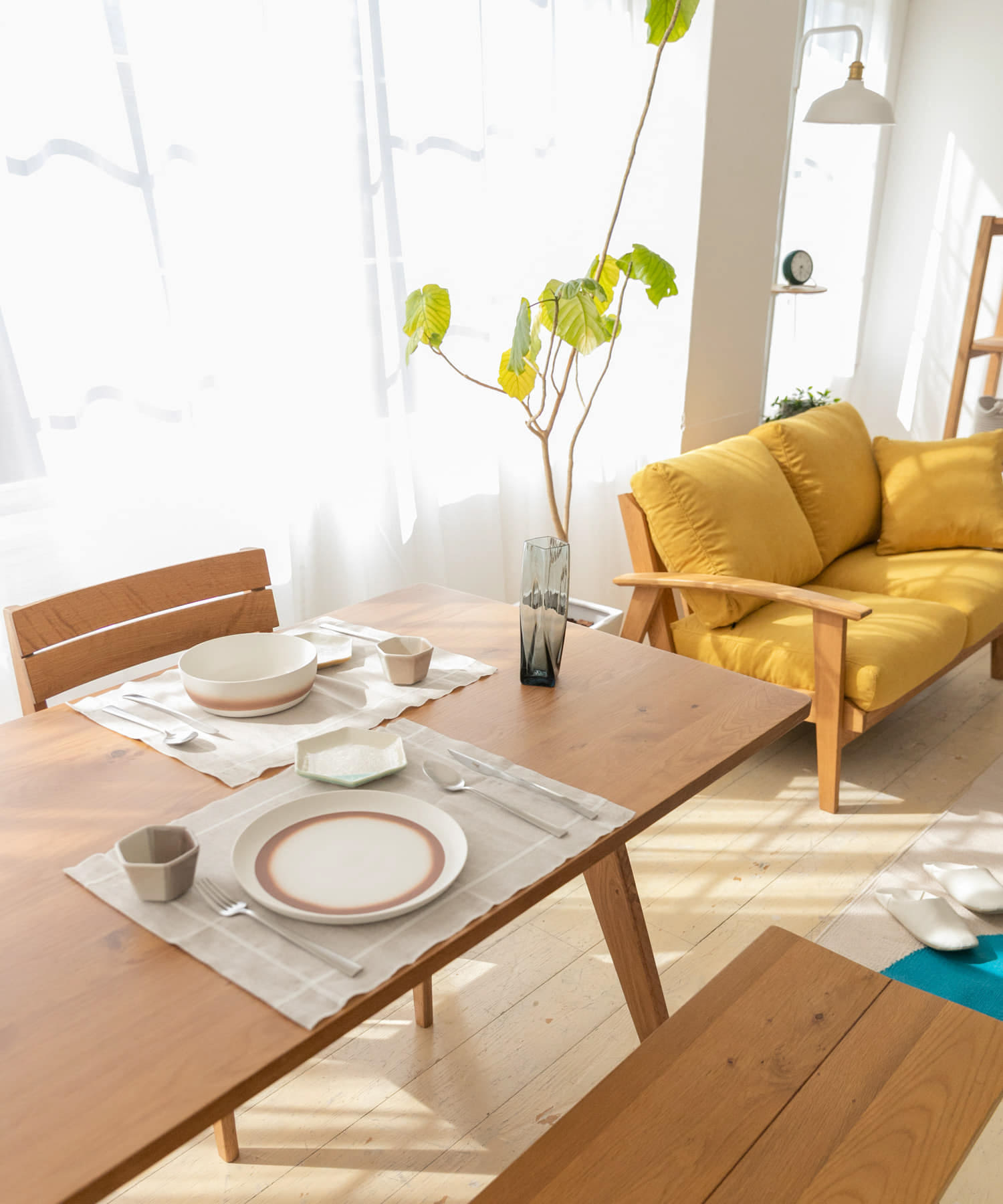 BOTHY　Chiffon Sofa 2P オーク無垢材 イエロー one