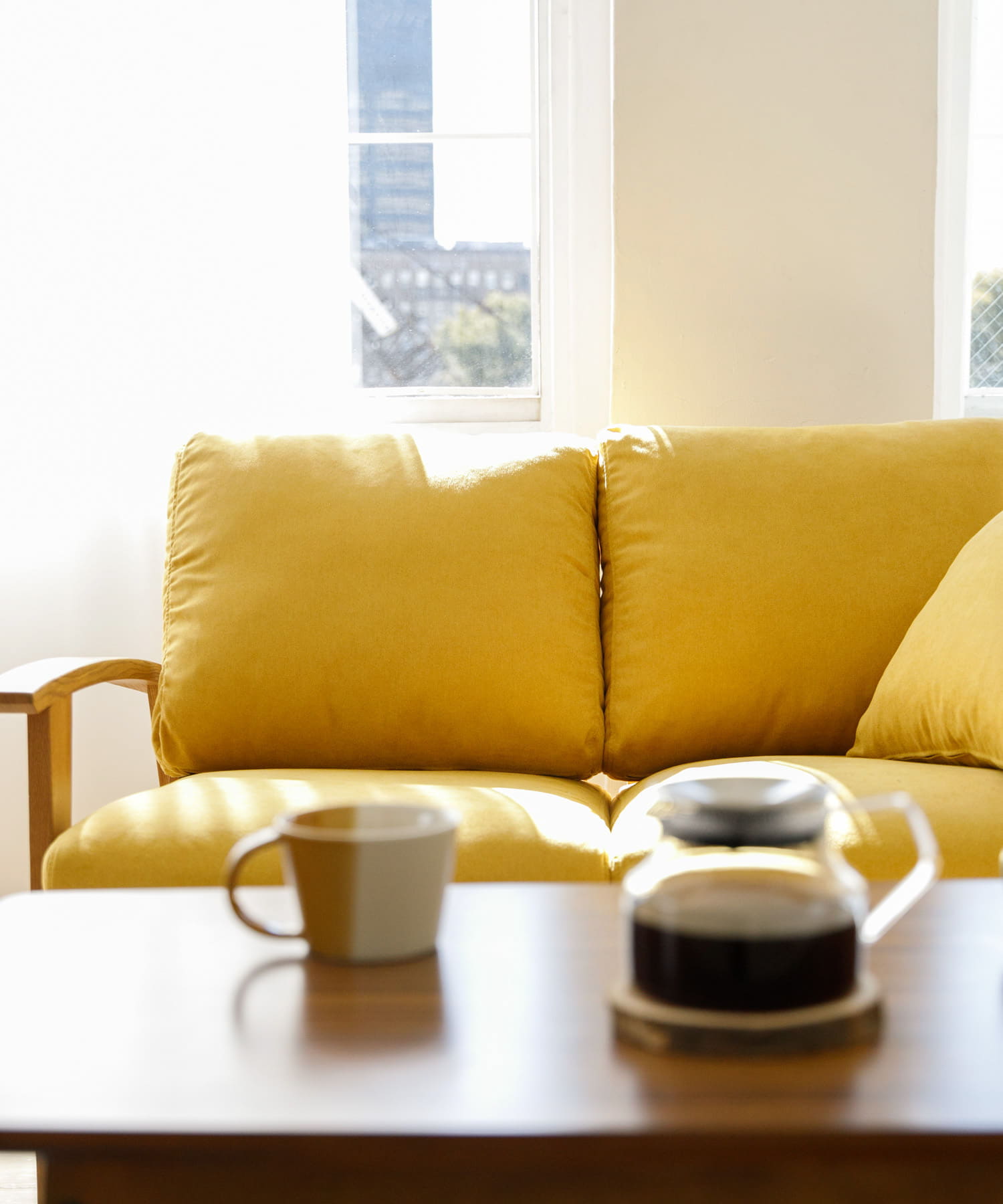 BOTHY　Chiffon Sofa 2P オーク無垢材 イエロー one