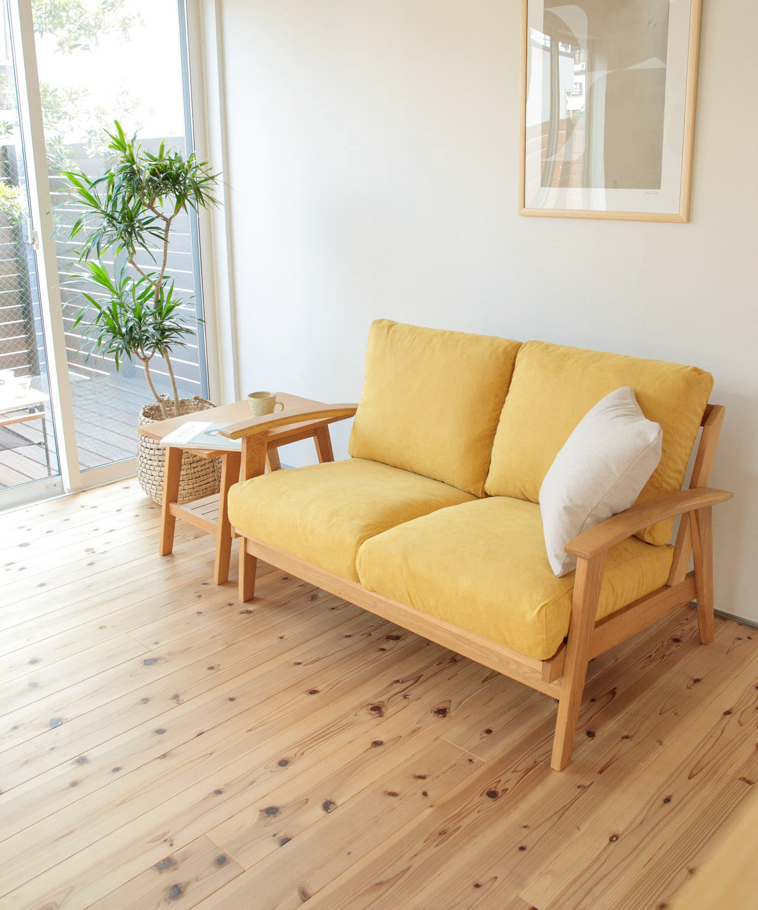 BOTHY　Chiffon Sofa 2P オーク無垢材 イエロー one