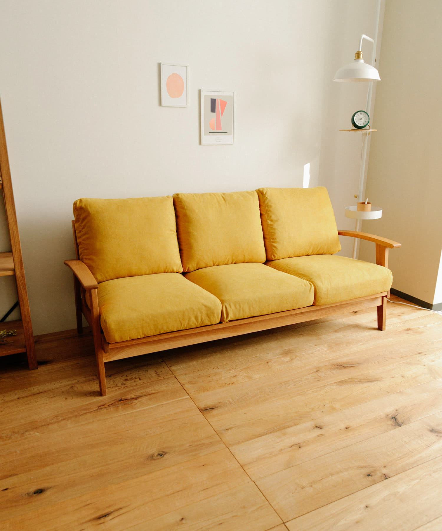 BOTHY　Chiffon Sofa 3P オーク無垢材 イエロー one