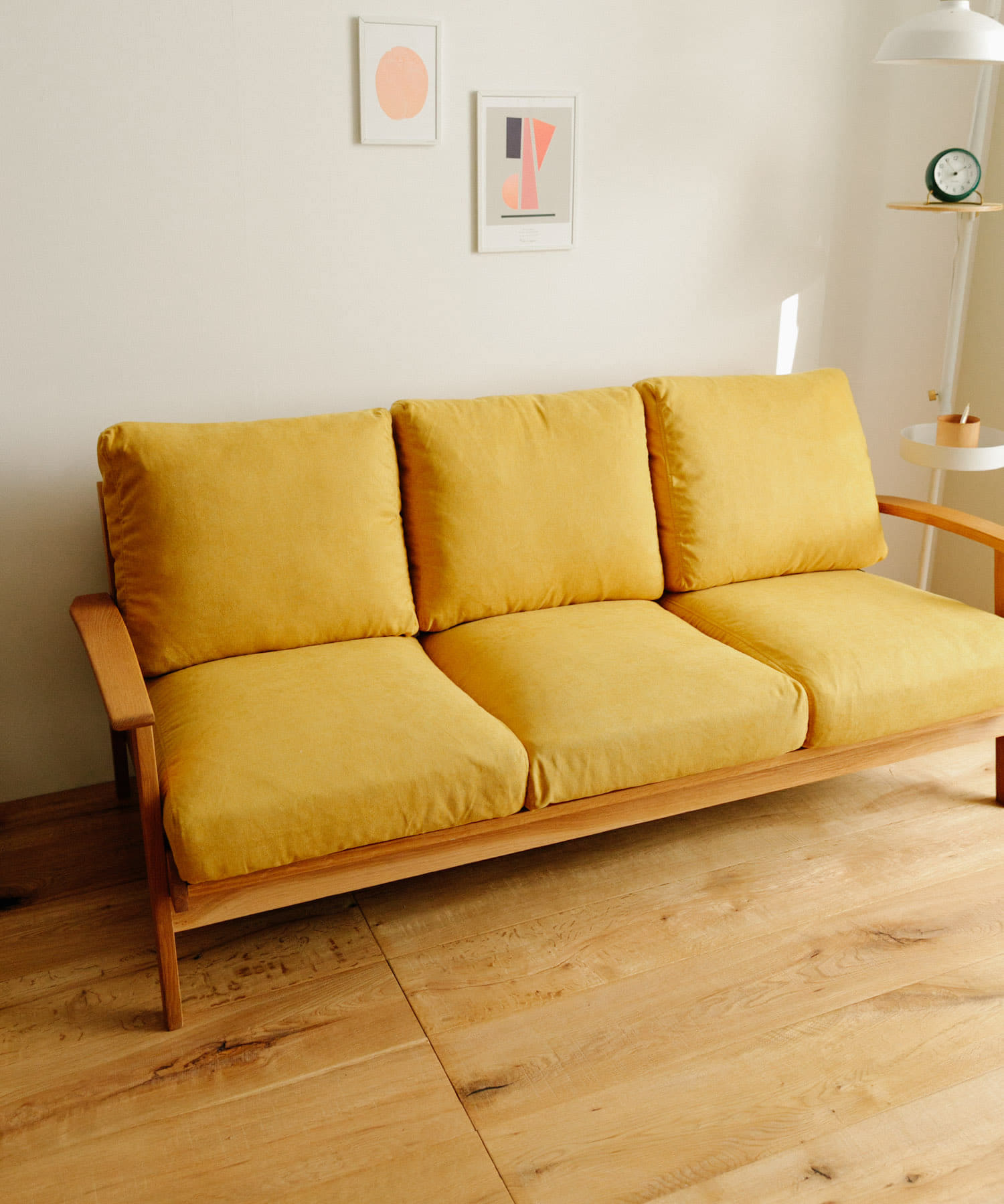 BOTHY　Chiffon Sofa 3P オーク無垢材 イエロー one