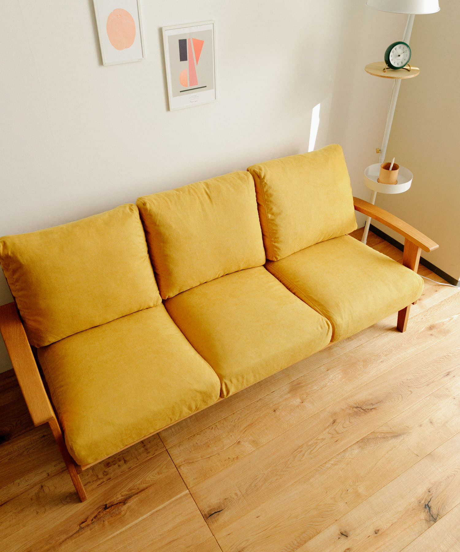 BOTHY　Chiffon Sofa 3P オーク無垢材 イエロー one