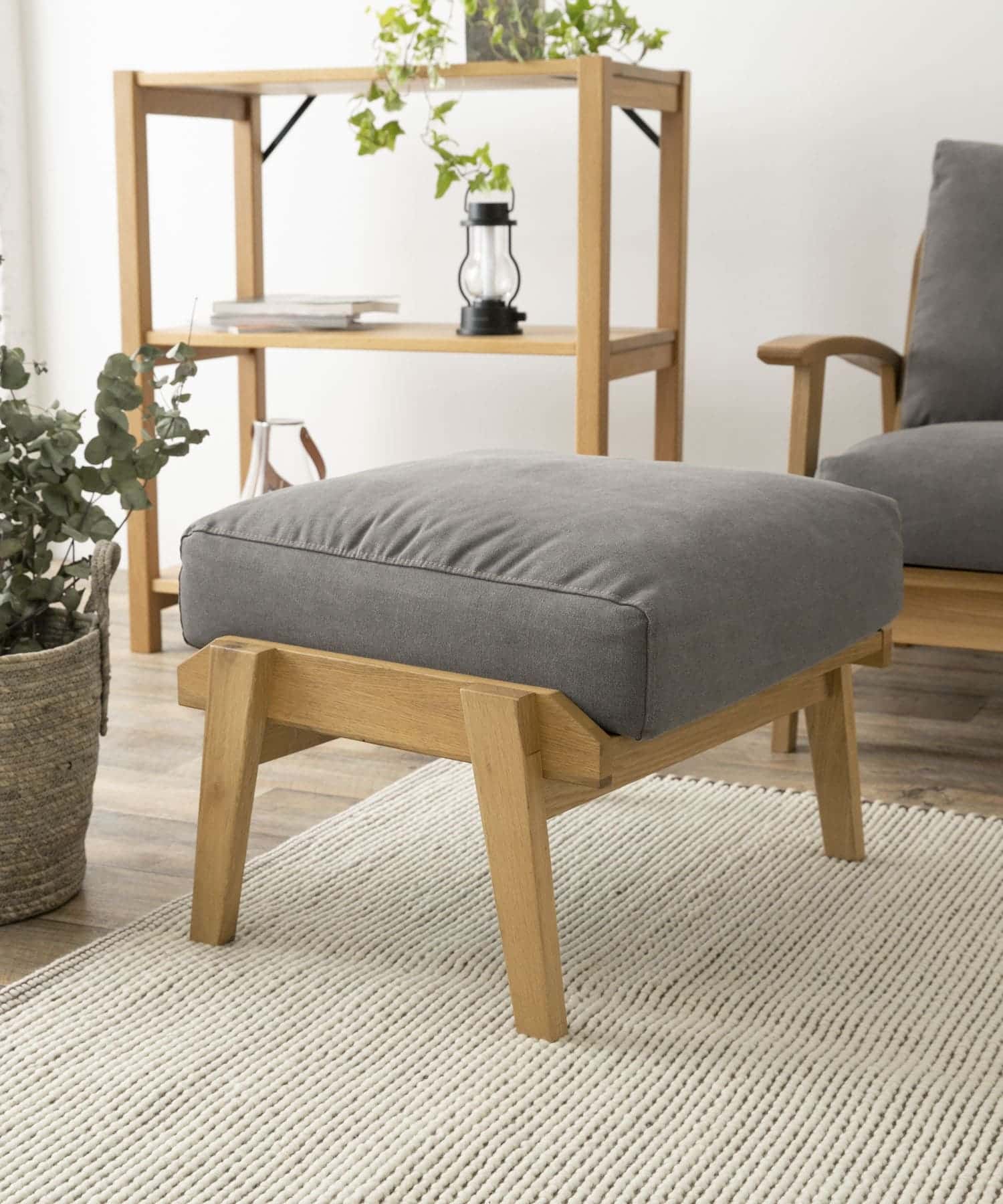 BOTHY Canvas Ottoman オーク無垢材 Grey one