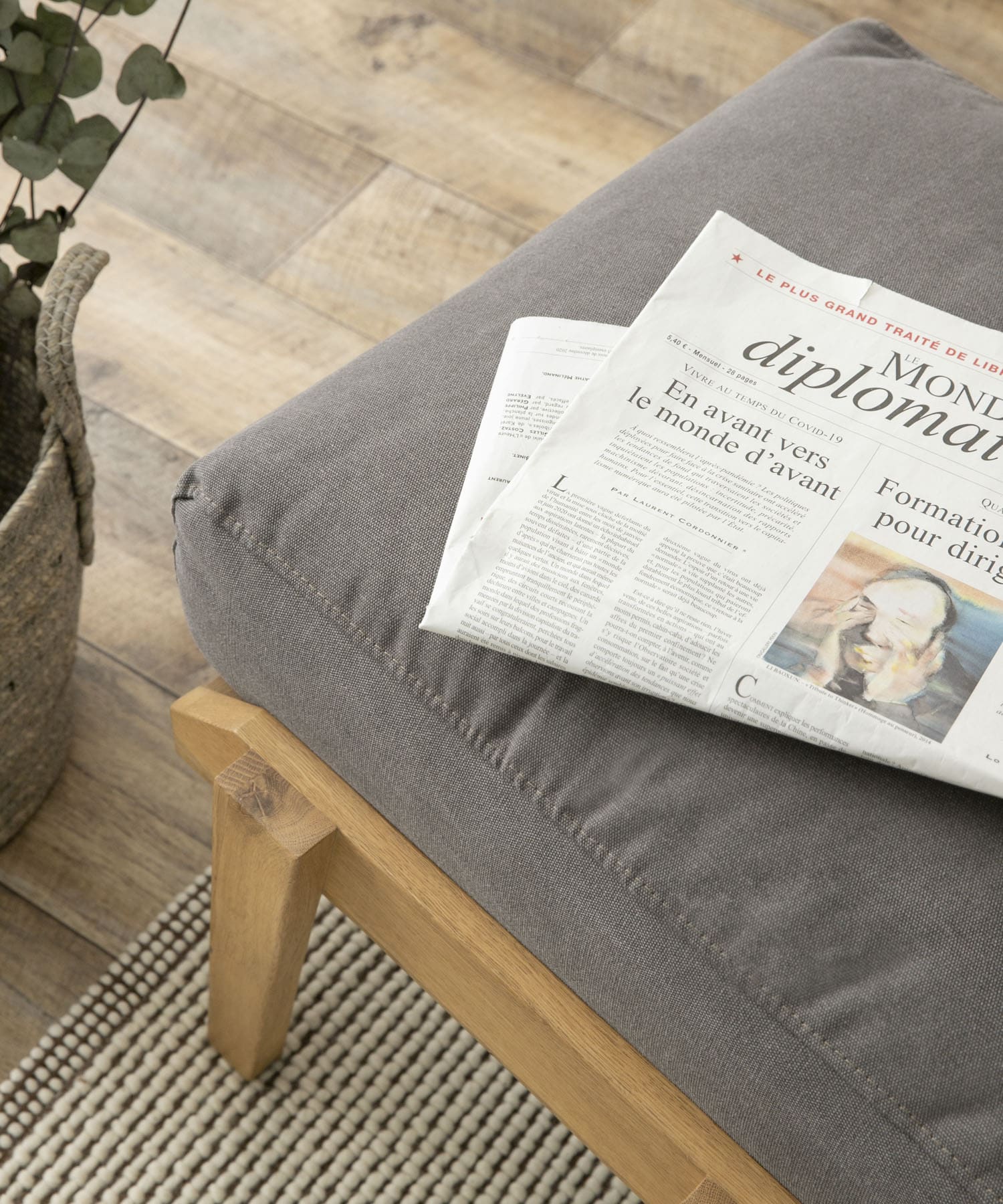 BOTHY Frame Sofa Ottoman(Canvas) Grey one