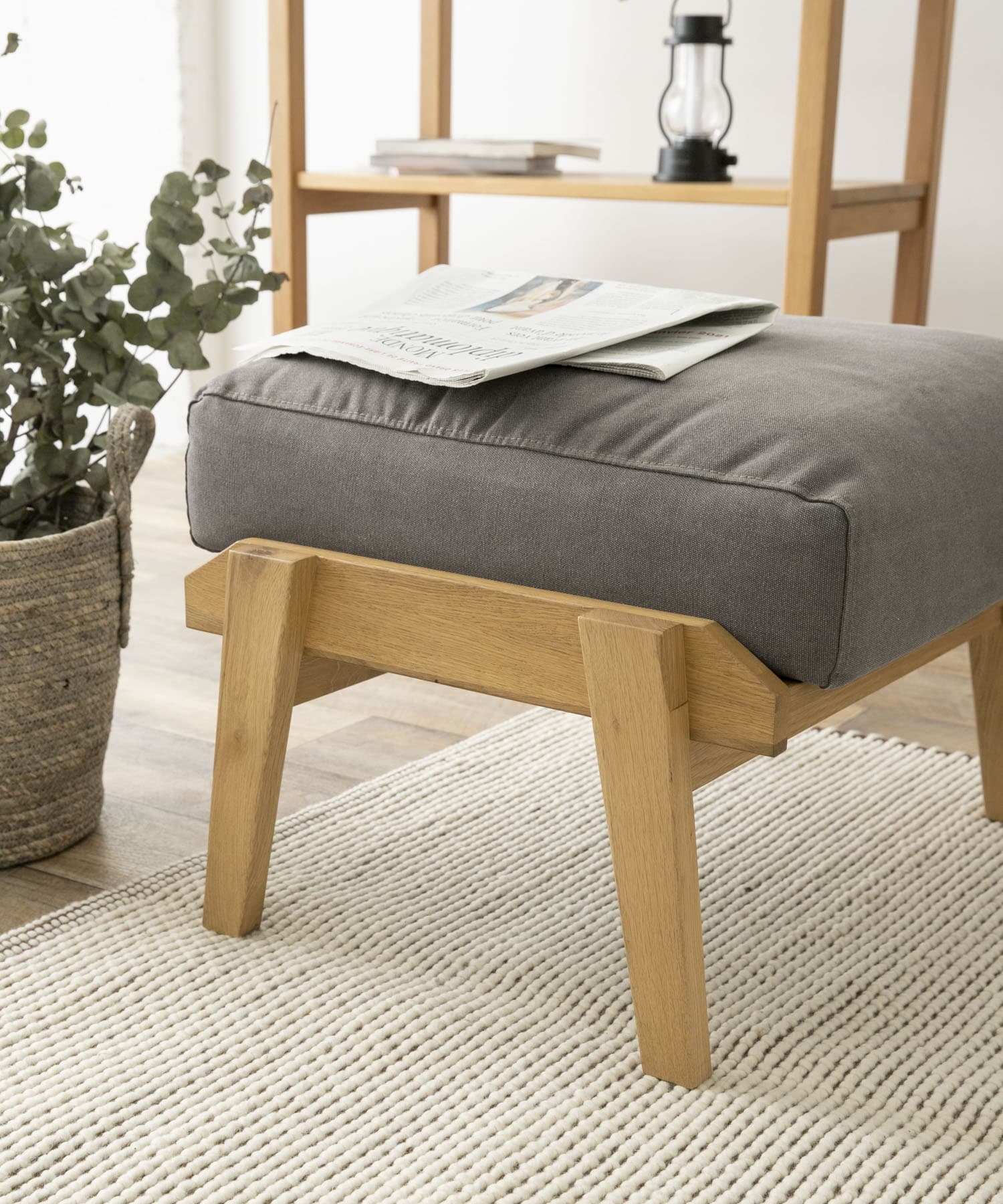 BOTHY Canvas Ottoman オーク無垢材 Grey one