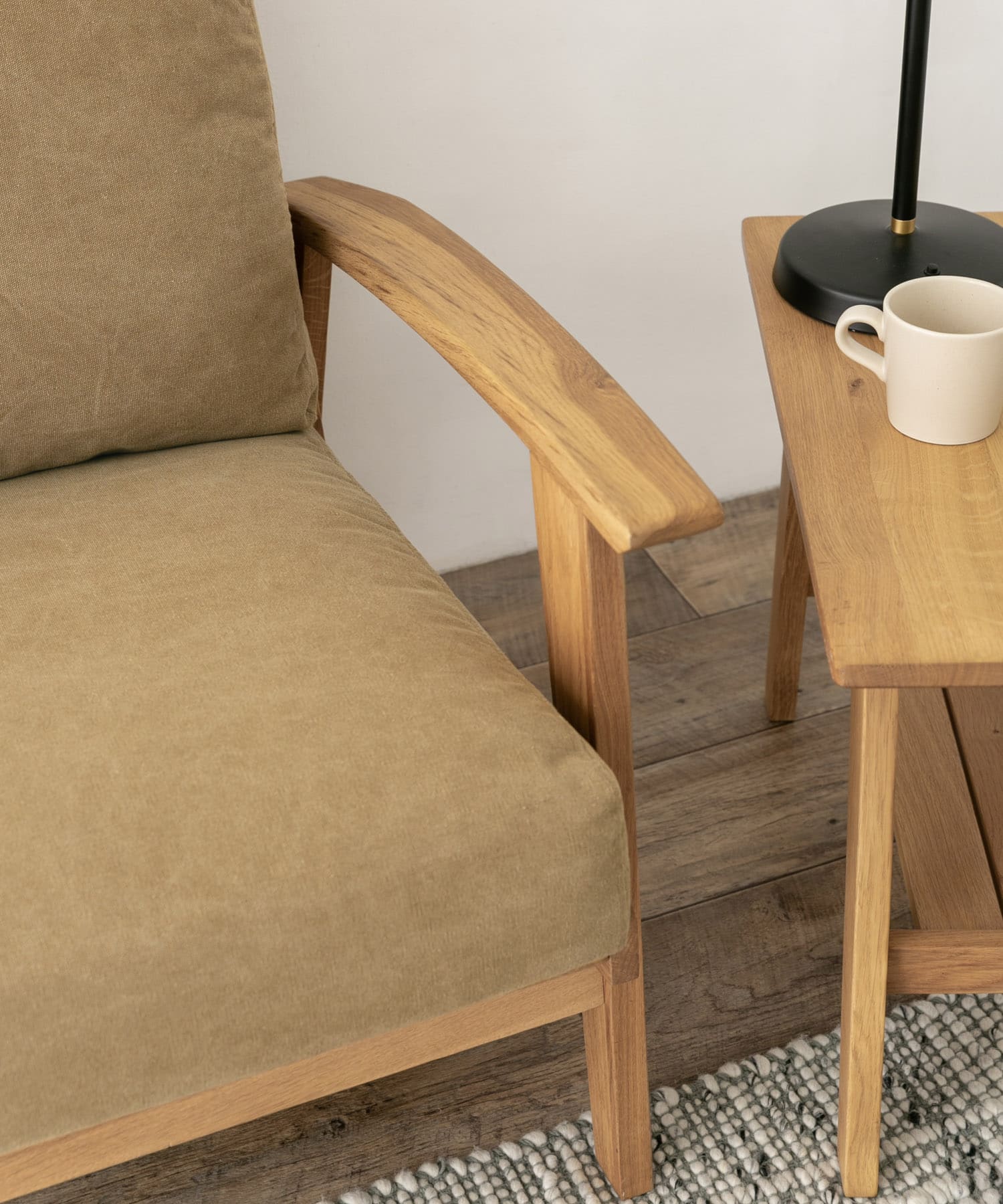BOTHY Canvas Sofa 1P オーク無垢材 Khaki one