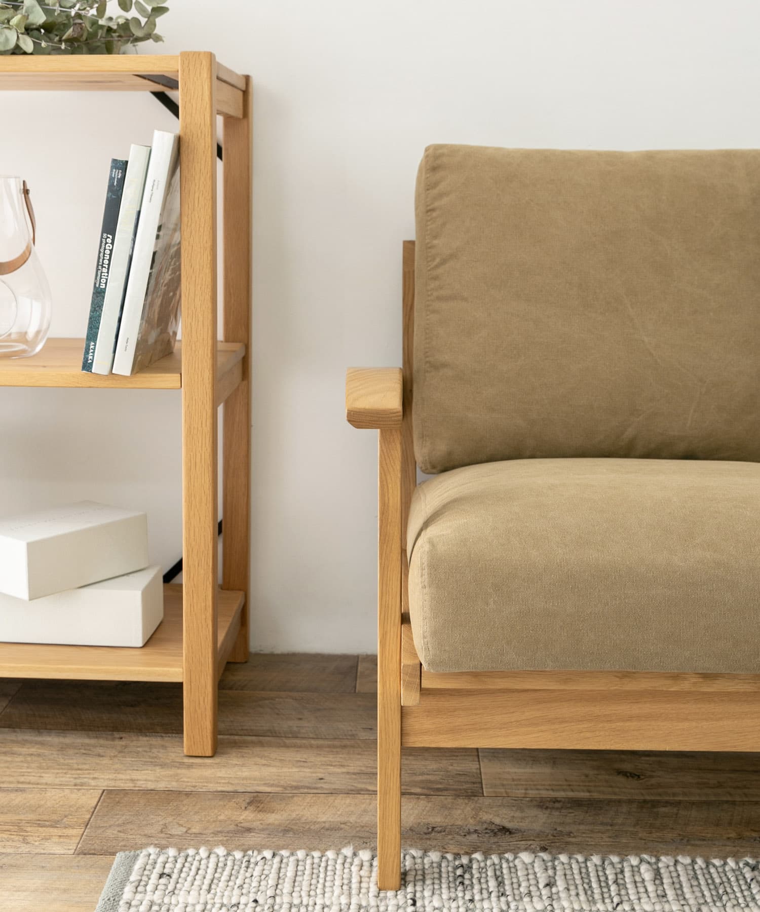 BOTHY Canvas Sofa 1P オーク無垢材 Khaki one
