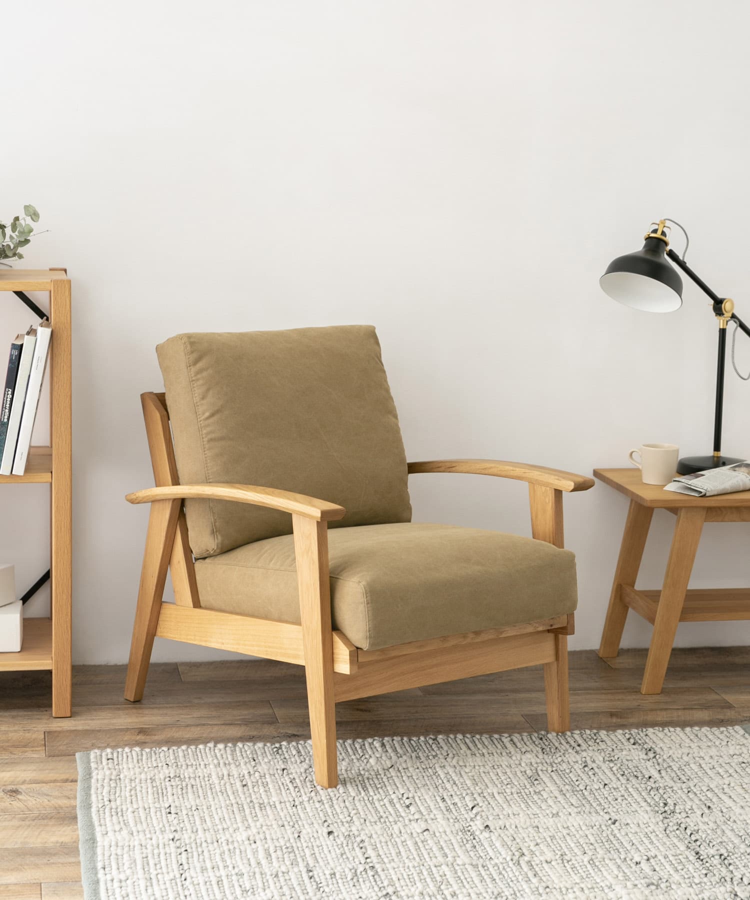 BOTHY Canvas Sofa 1P オーク無垢材 Khaki one