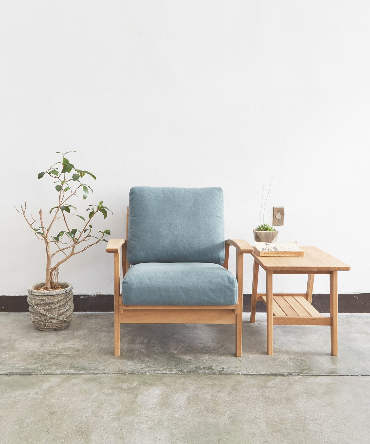 BOTHY Canvas Sofa 1P オーク無垢材 Blue one