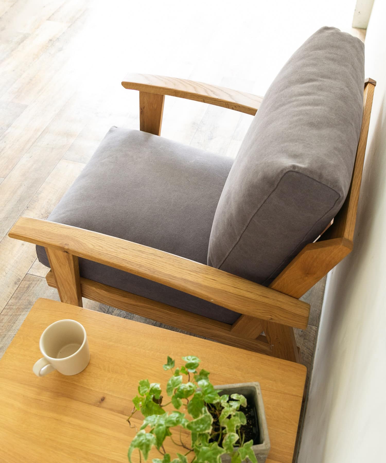 BOTHY Canvas Sofa 1P オーク無垢材 Grey one