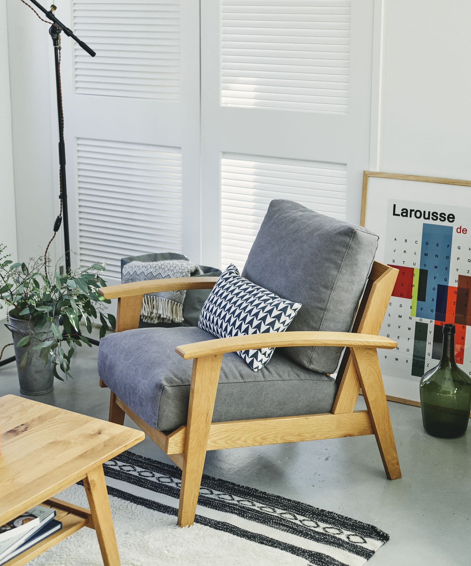 BOTHY Canvas Sofa 1P オーク無垢材 Grey one