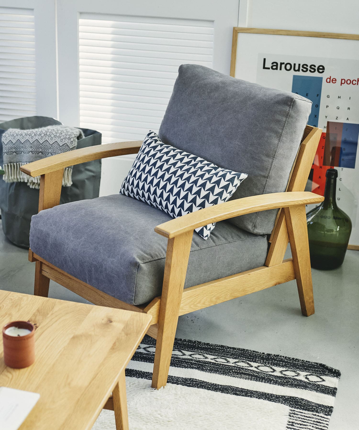 BOTHY Canvas Sofa 1P オーク無垢材 Grey one