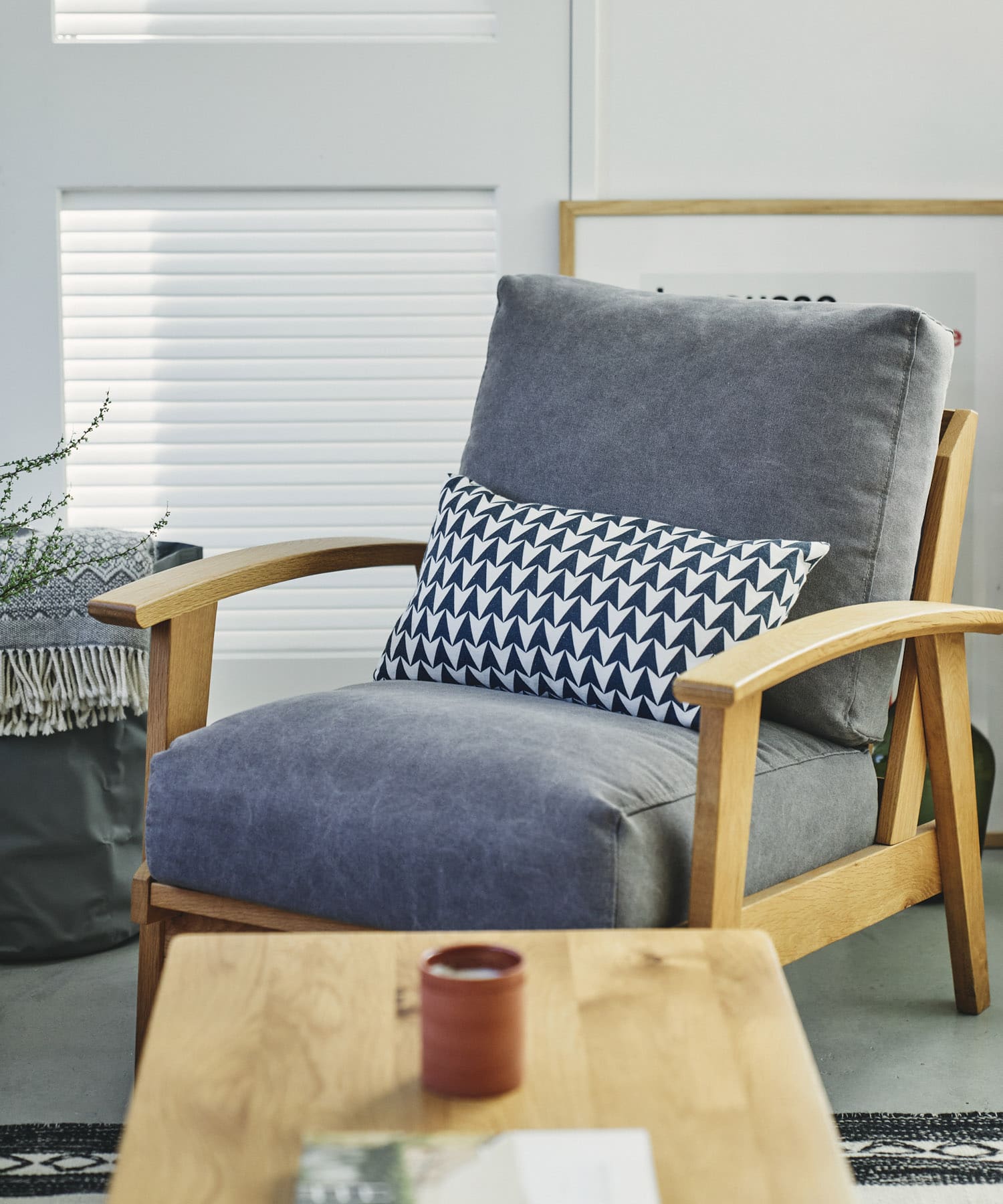 BOTHY Canvas Sofa 1P オーク無垢材 Grey one