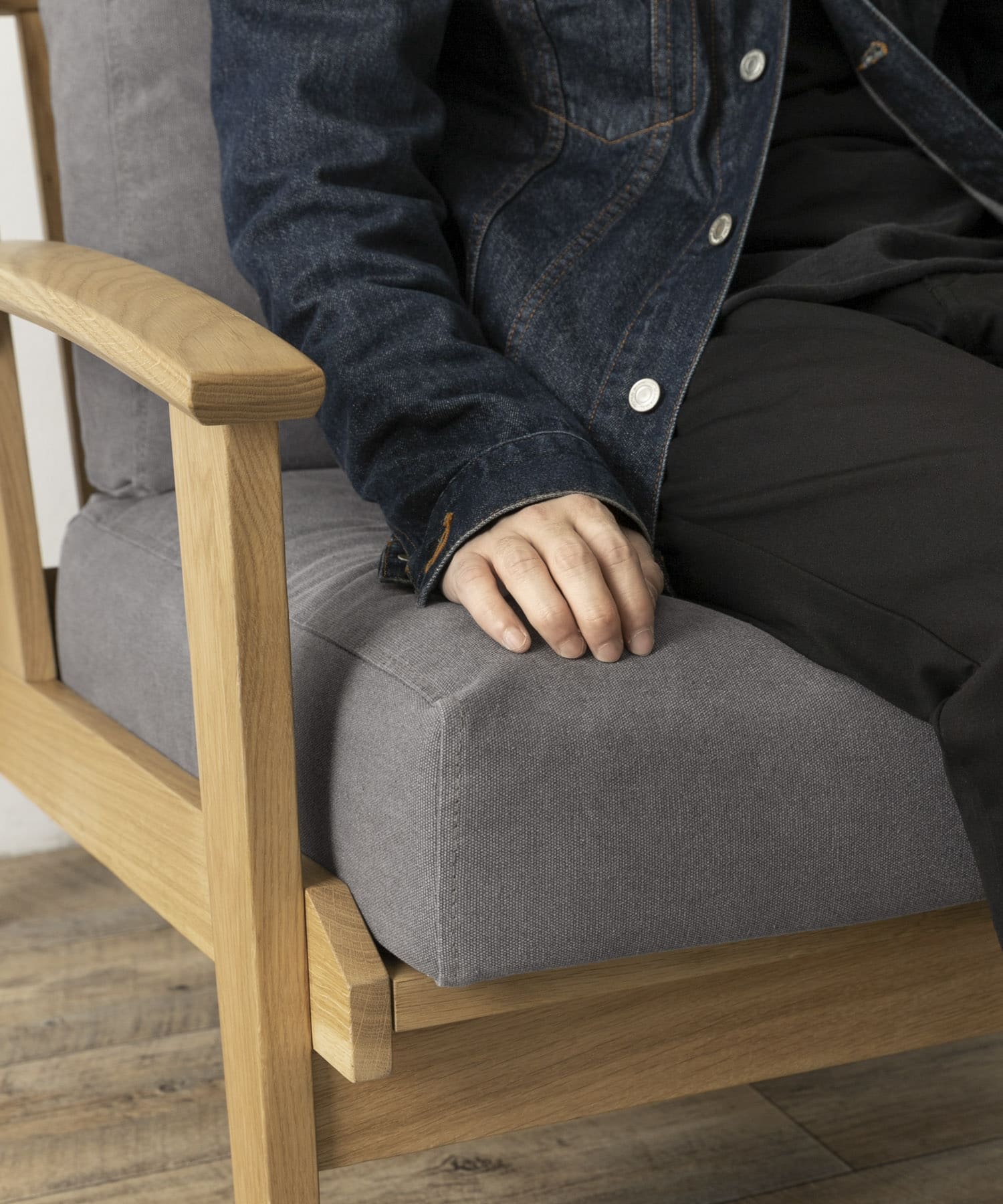 BOTHY Canvas Sofa 1P オーク無垢材 Grey one
