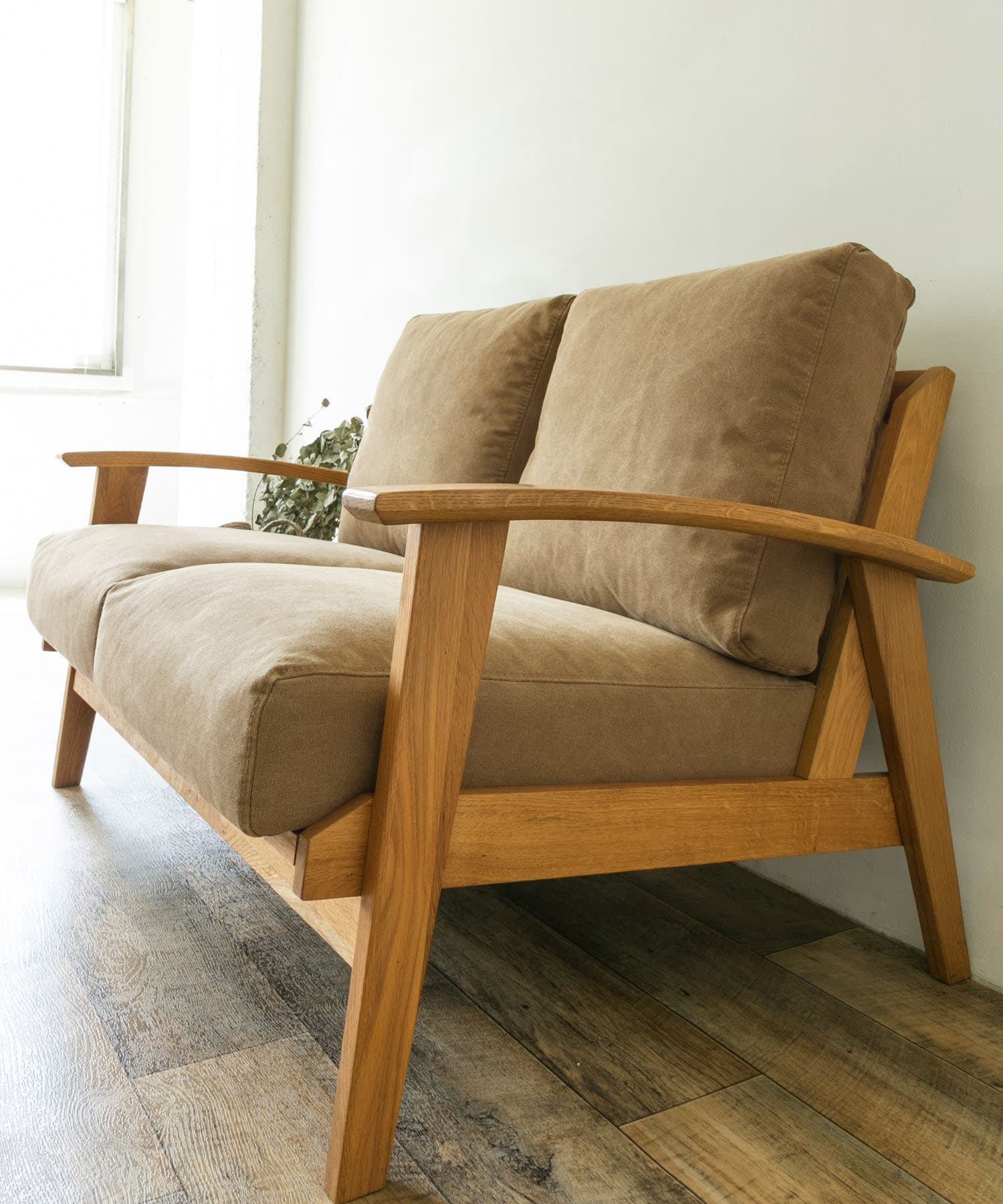 BOTHY Canvas Sofa 2P オーク無垢材 Khaki one
