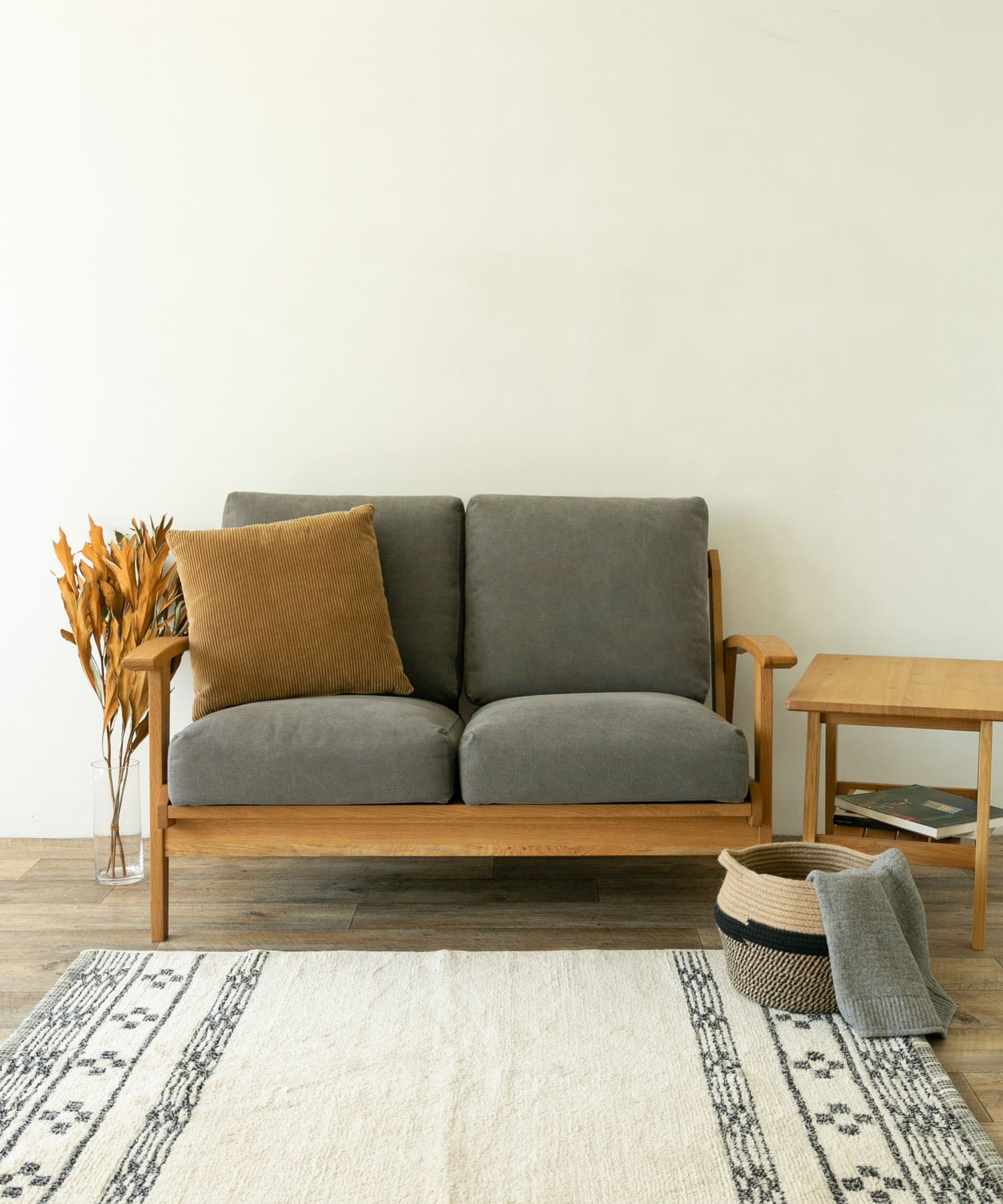 BOTHY Canvas Sofa 2P オーク無垢材 Grey one
