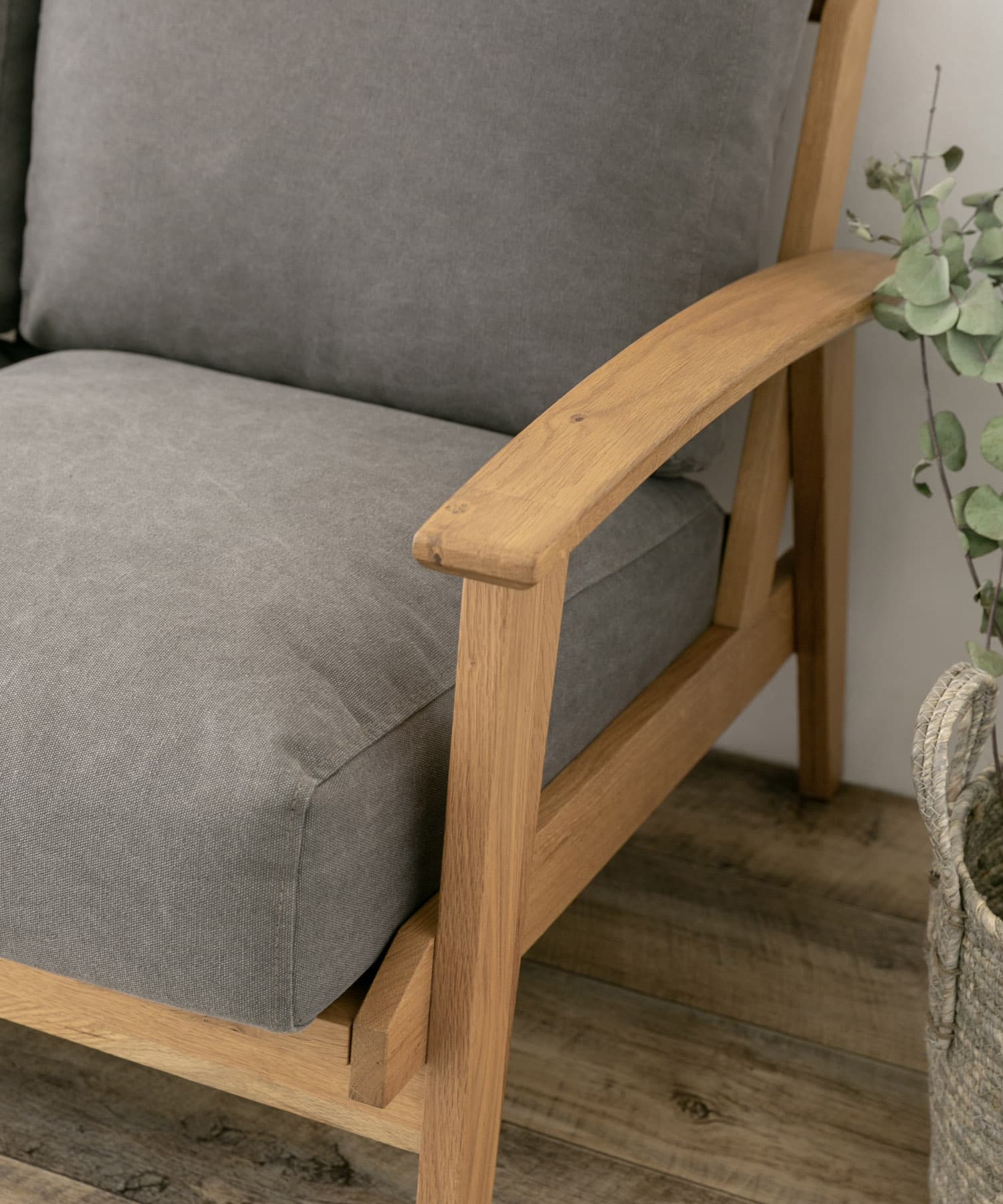 BOTHY Canvas Sofa 2P オーク無垢材 Grey one