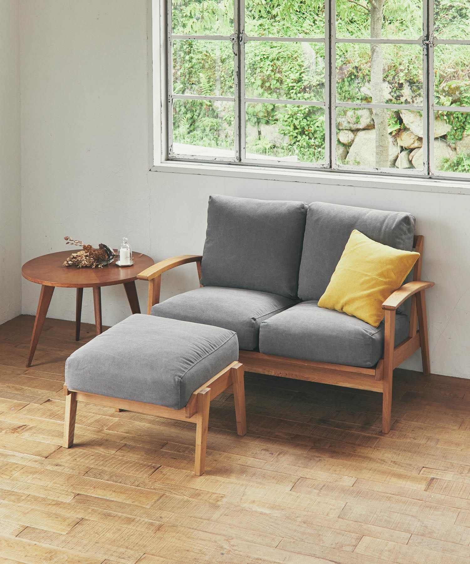 BOTHY Canvas Sofa 2P オーク無垢材 Grey one