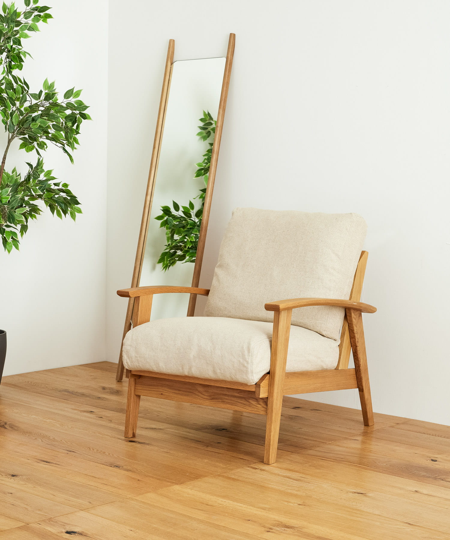 BOTHY　LINEN Sofa 1P オーク無垢材 BEIGE one