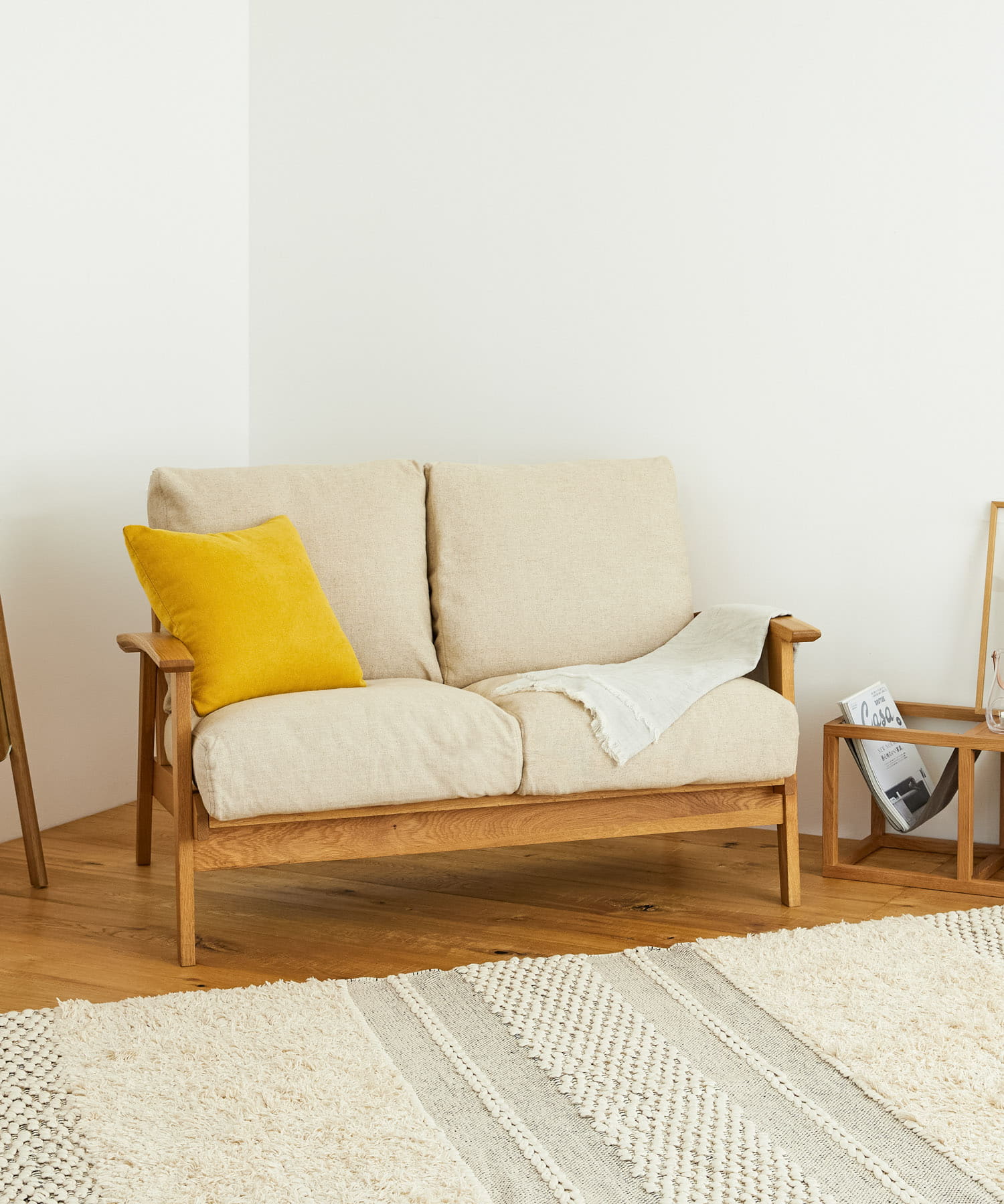 BOTHY　LINEN Sofa 2P オーク無垢材 BEIGE one