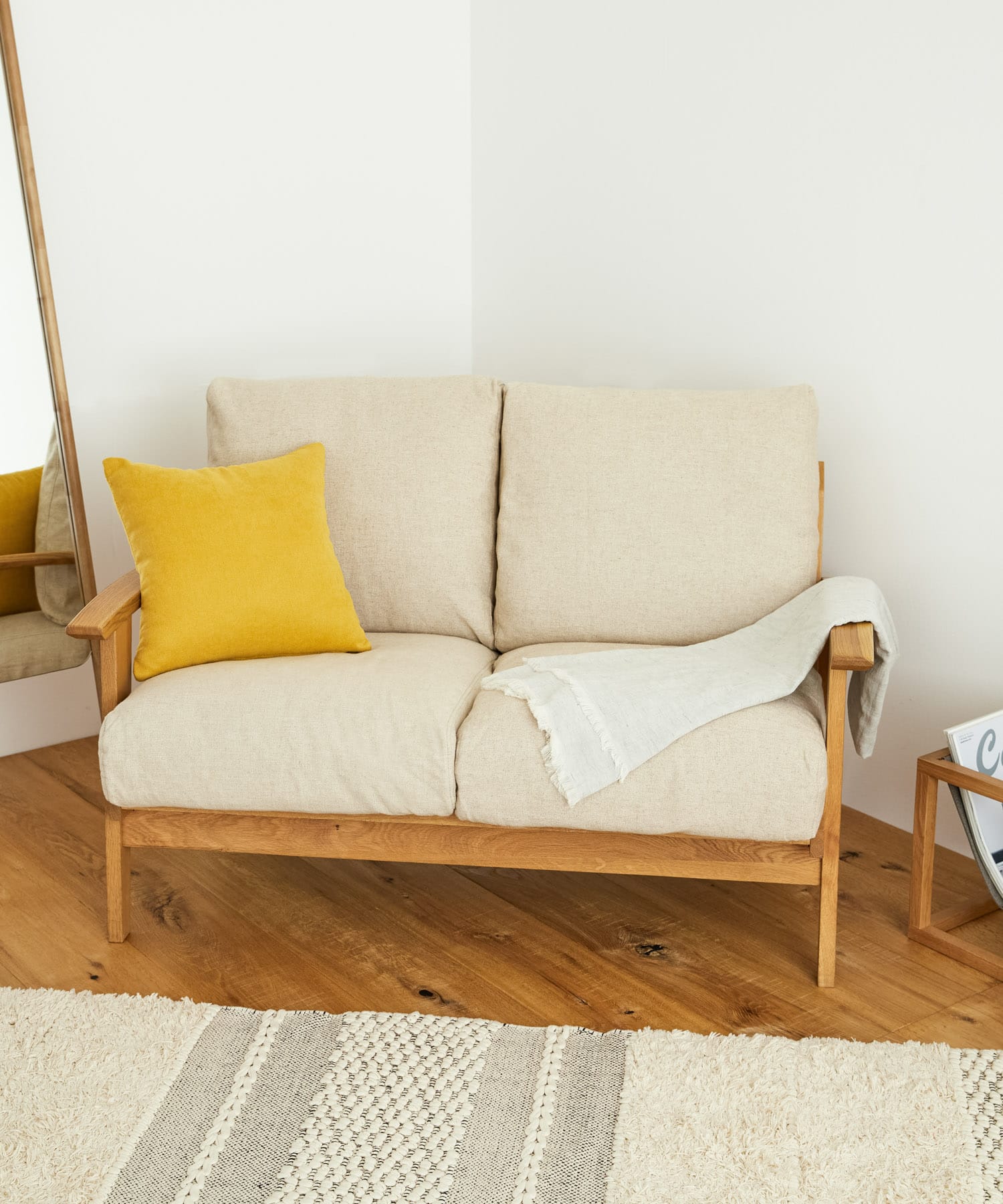 BOTHY　LINEN Sofa 2P オーク無垢材 BEIGE one